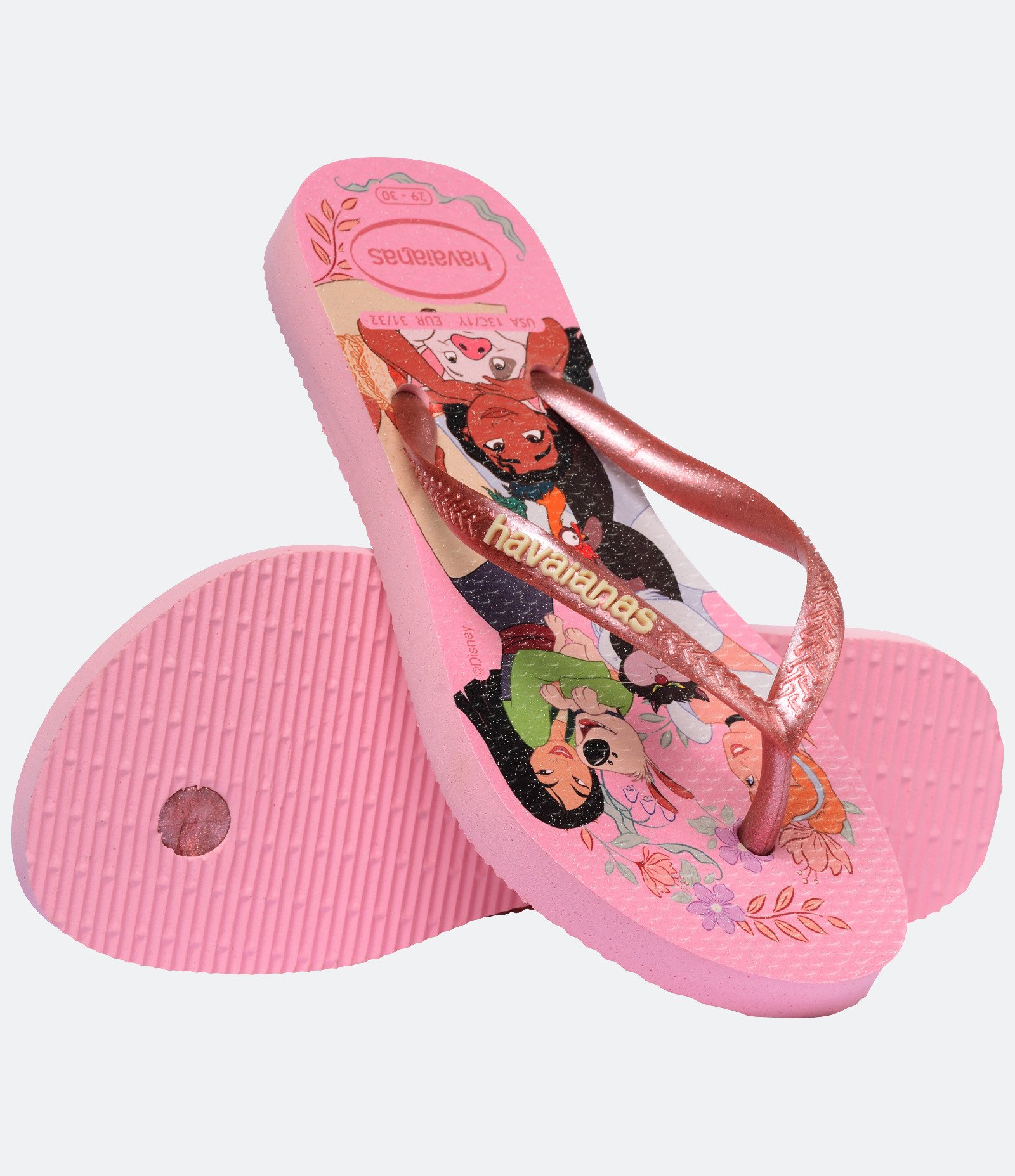 Chinelo Slim Infantil com Estampa de Princesas Havaianas - Tam 23 ao 36 Rosa 3