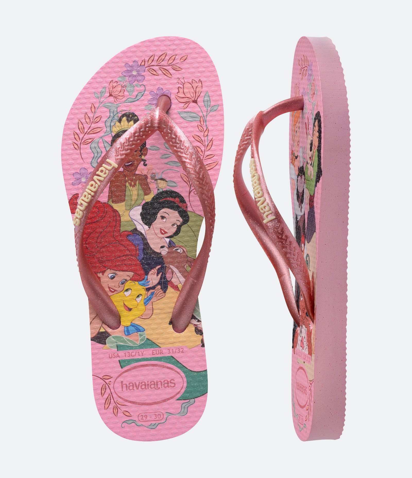 Chinelo Slim Infantil com Estampa de Princesas Havaianas - Tam 23 ao 36 Rosa 4