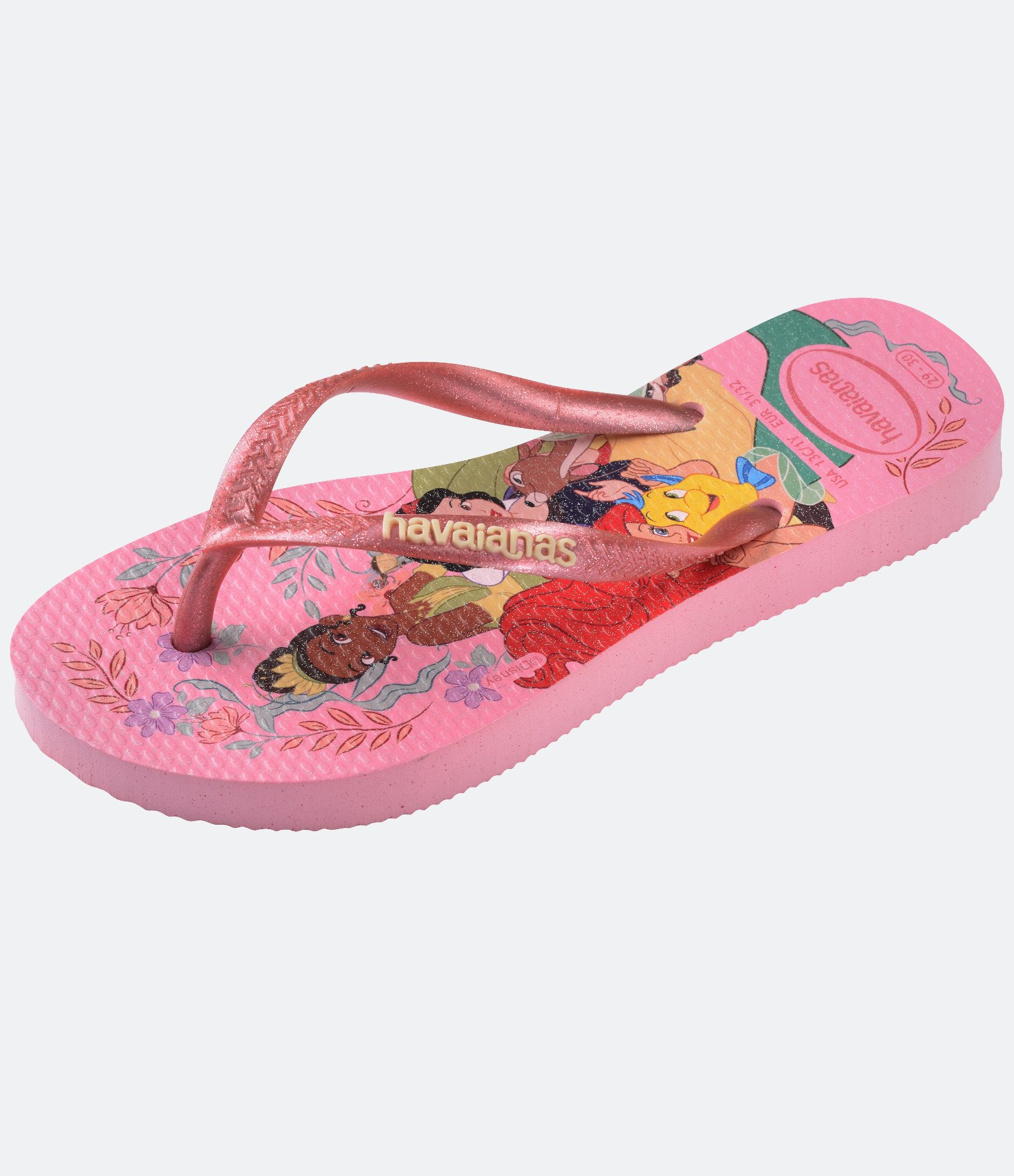 Chinelo Slim Infantil com Estampa de Princesas Havaianas - Tam 23 ao 36 Rosa 5