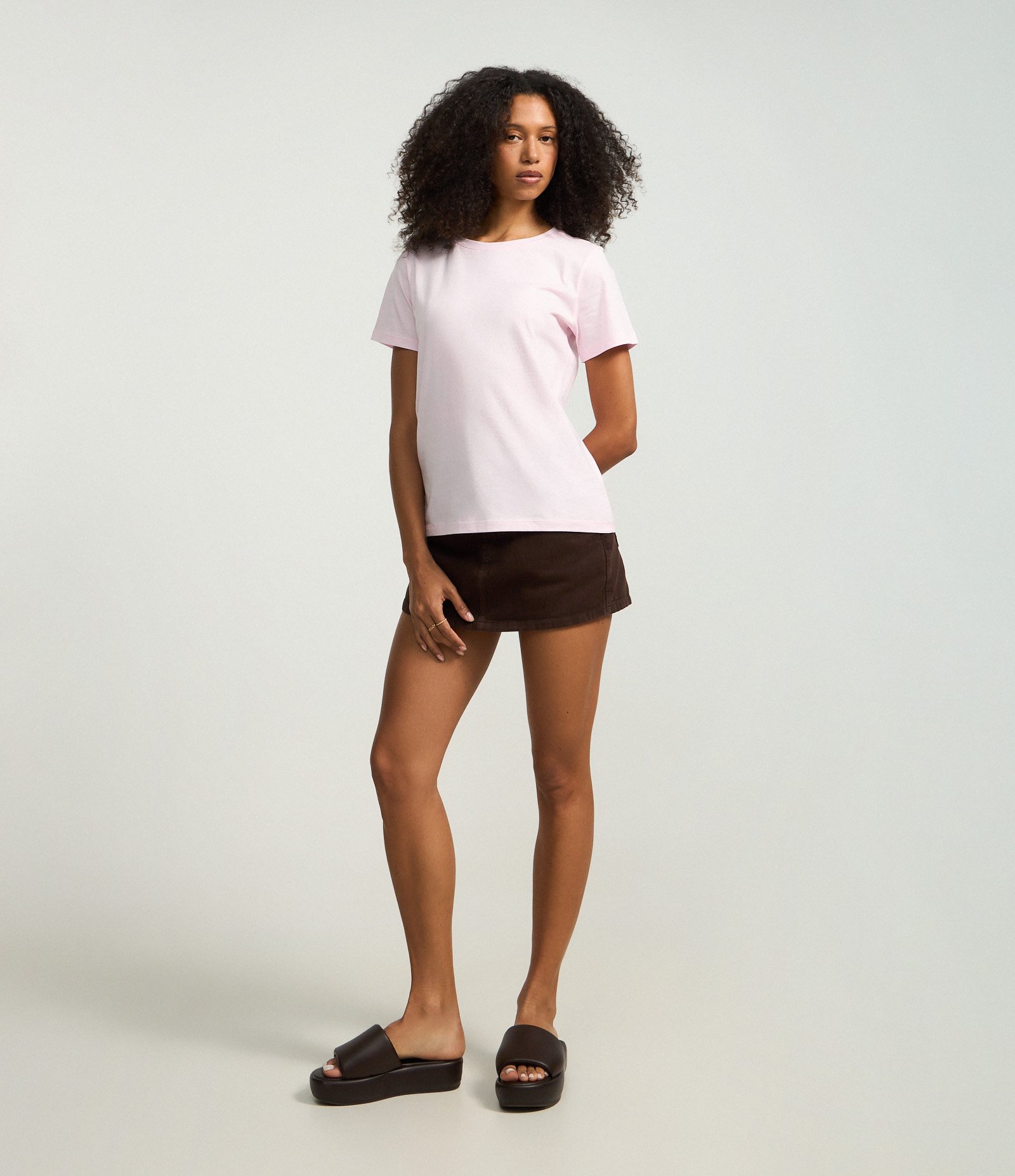 Camiseta Básica em Algodão com Manga Curta Rosa Claro 3