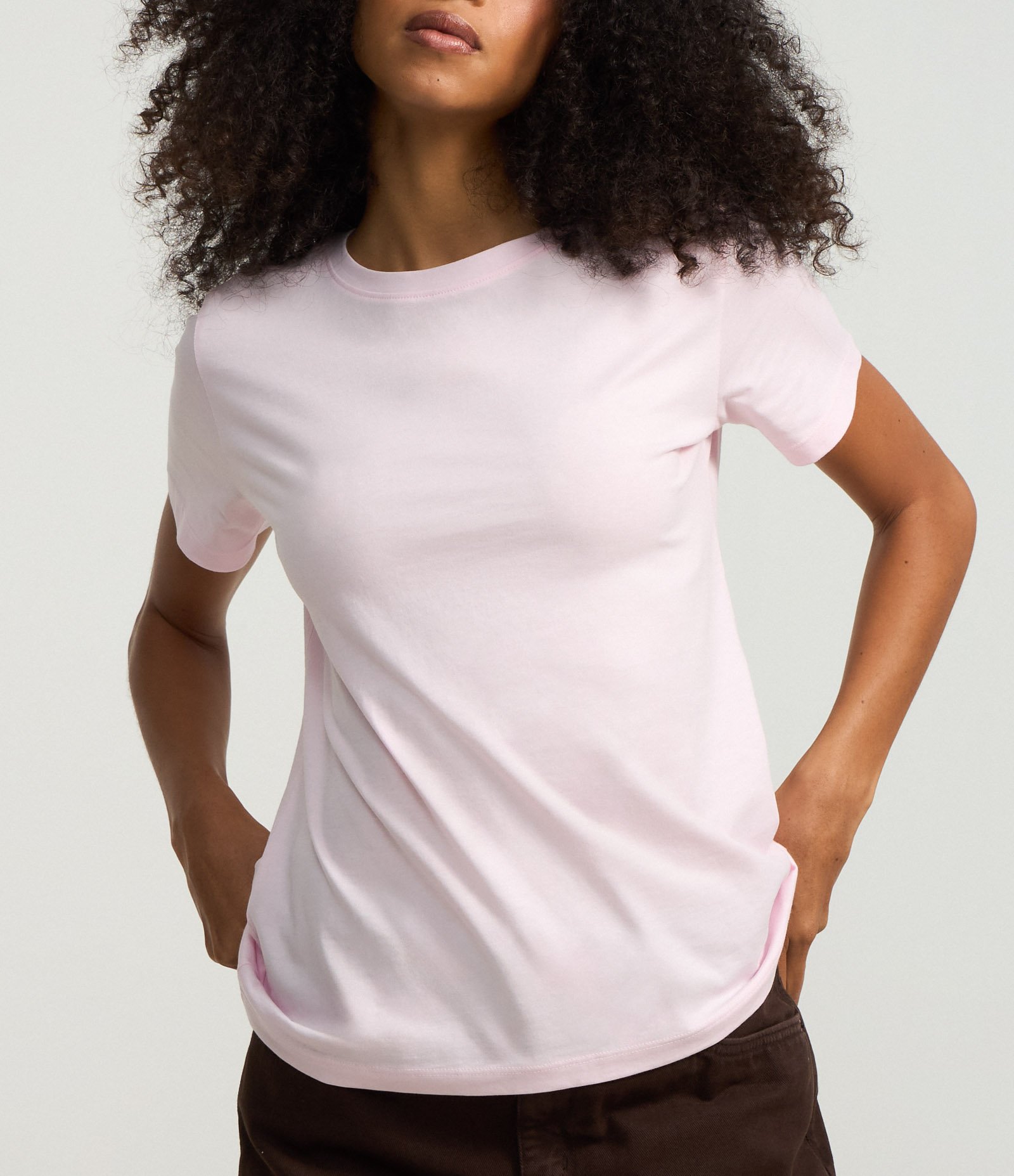 Camiseta Básica em Algodão com Manga Curta Rosa Claro 4