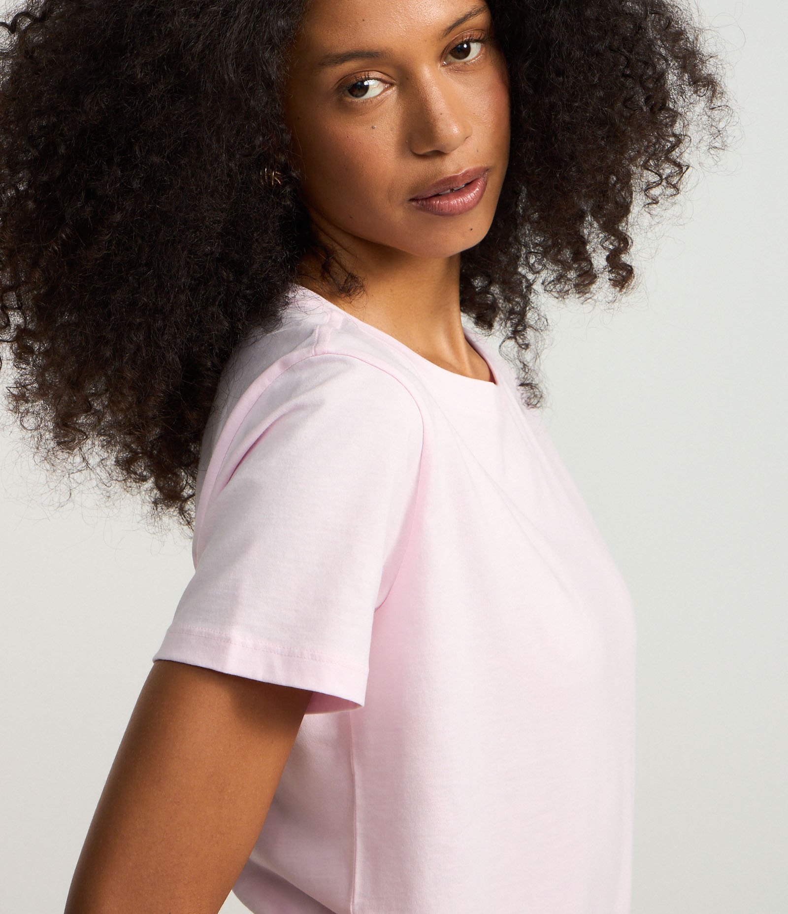 Camiseta Básica em Algodão com Manga Curta Rosa Claro 5