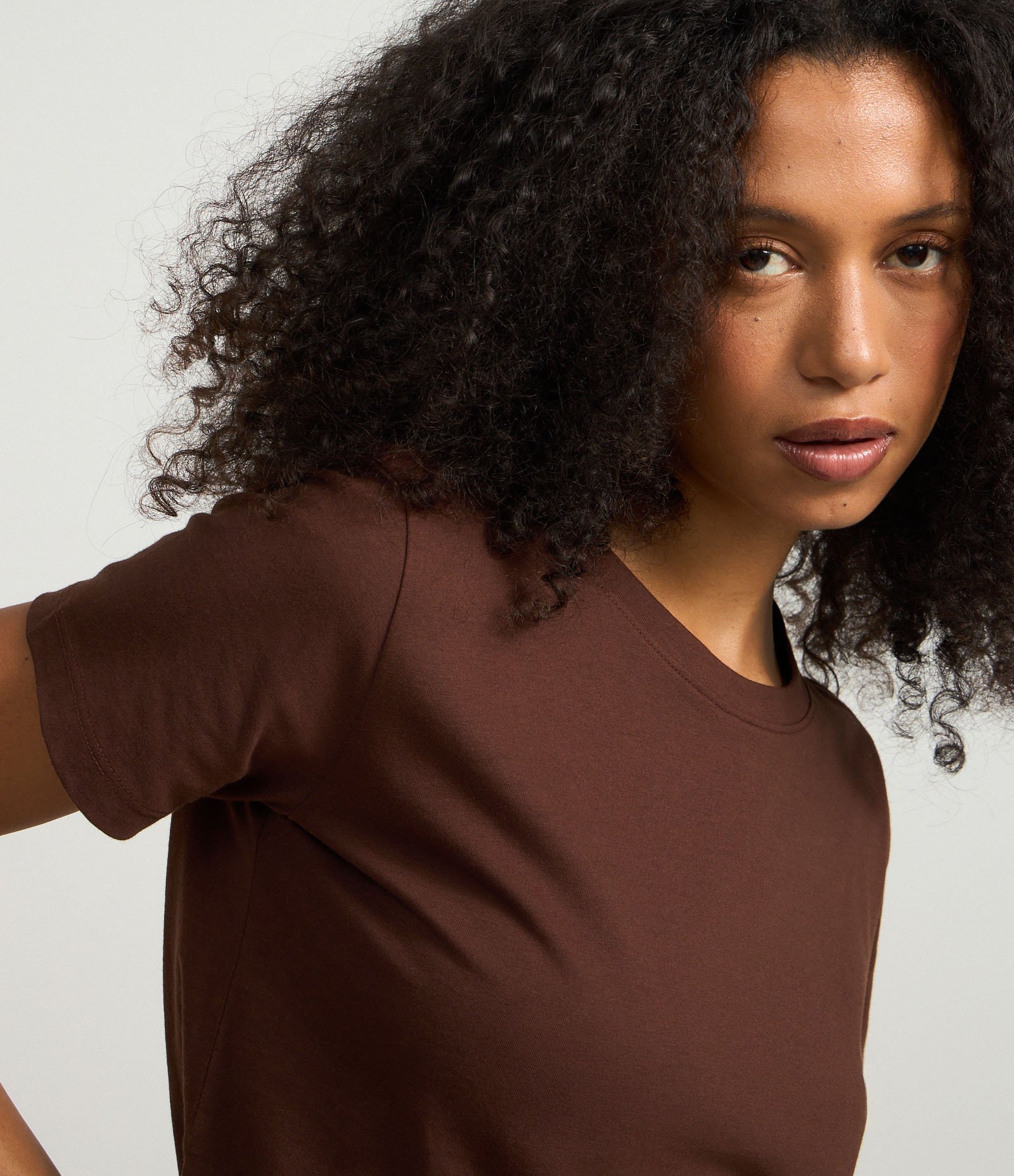 Camiseta Básica em Algodão com Manga Curta Marrom 4