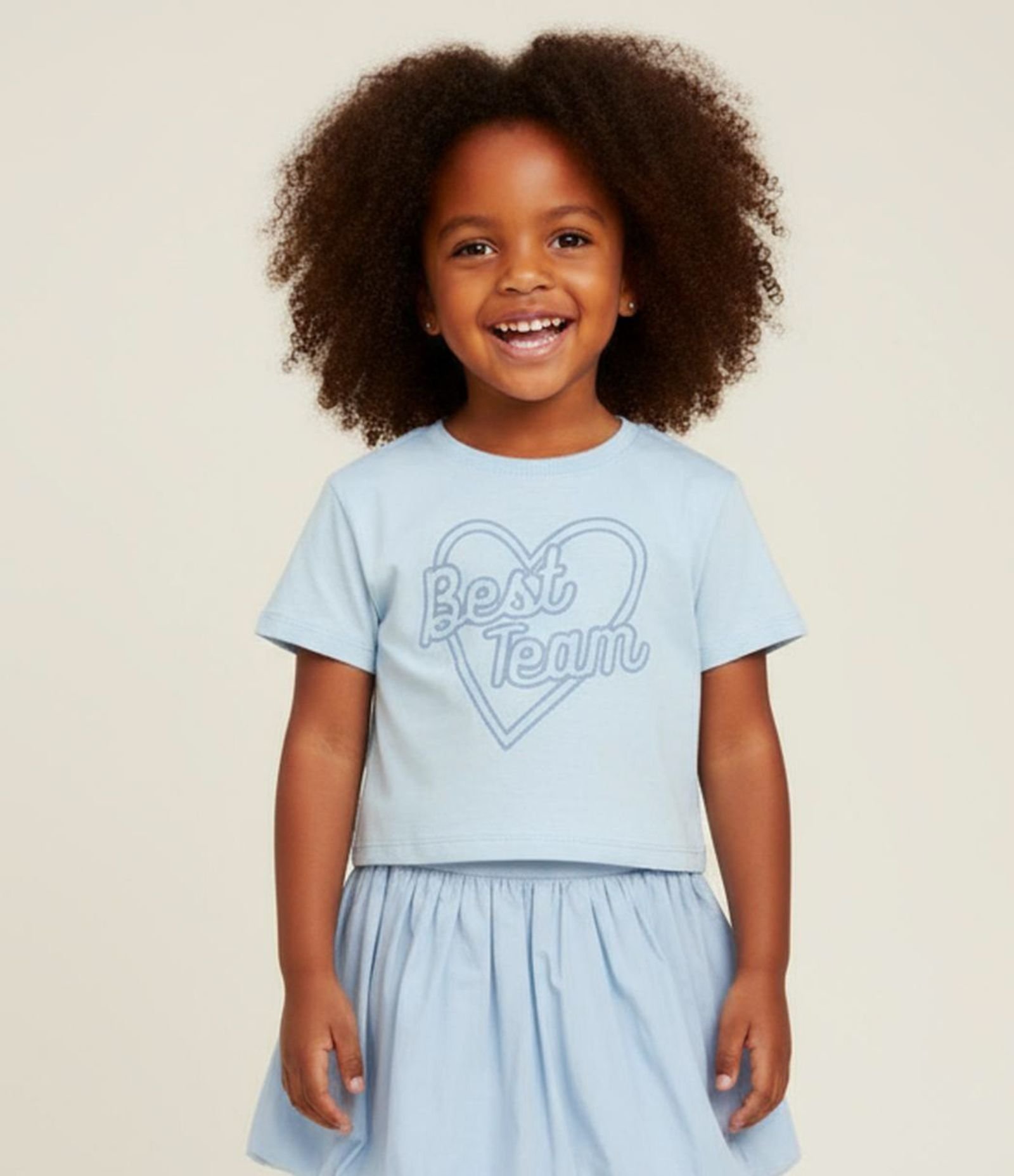 Blusa Infantil com Estampa de Coração e Lettering - Tam 1 A 5 Anos Azul 1