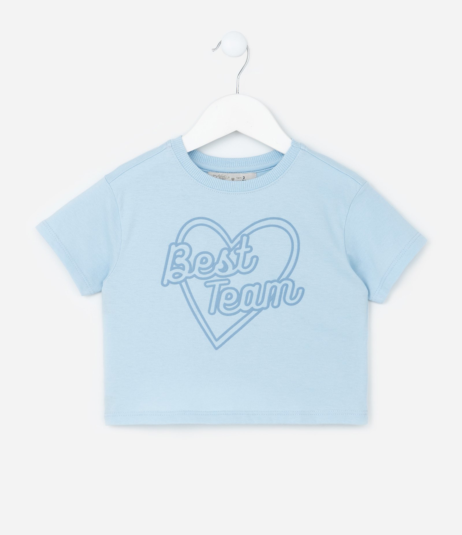 Blusa Infantil com Estampa de Coração e Lettering - Tam 1 A 5 Anos Azul 2