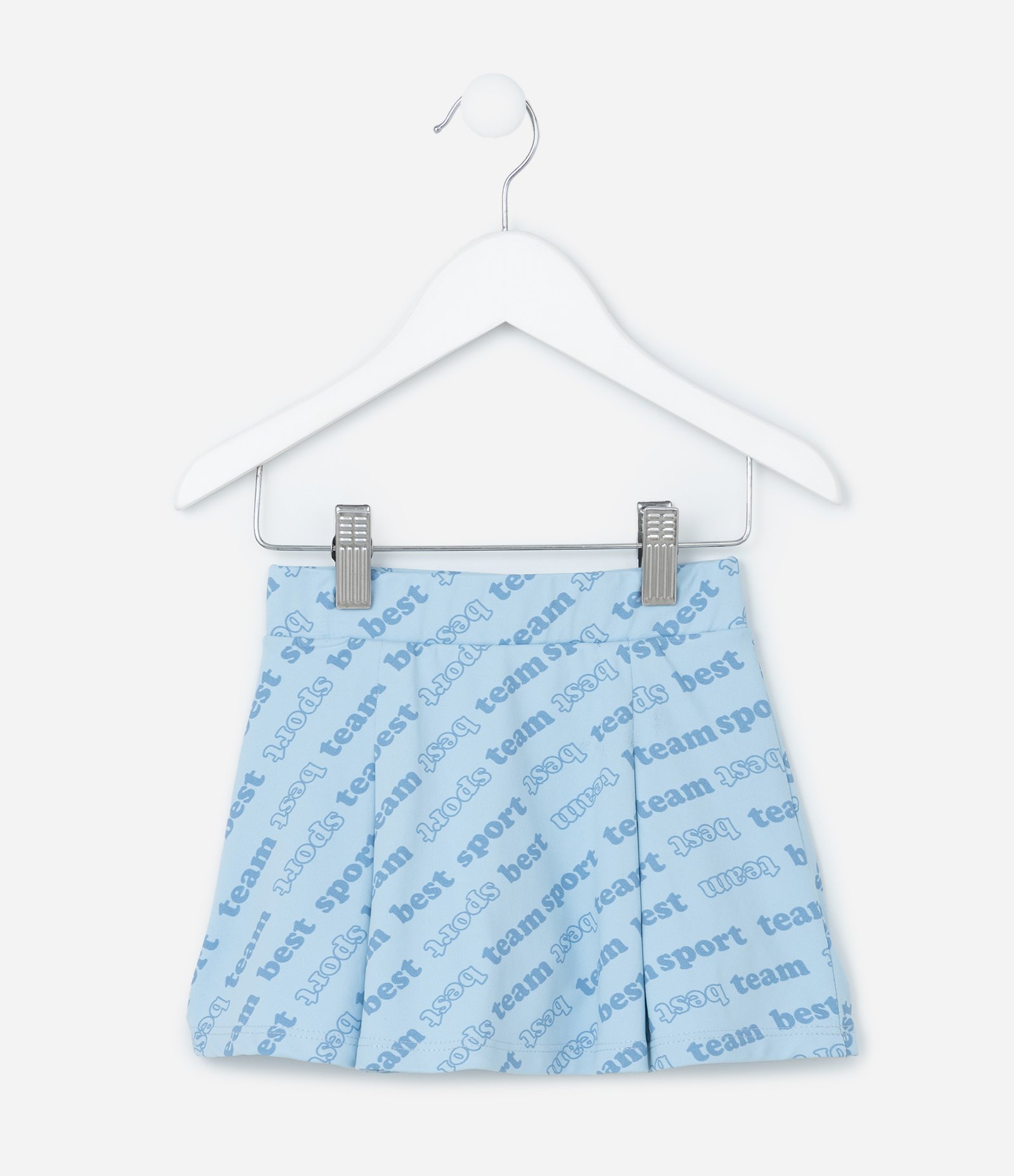 Short Saia Infantil com Pregas e Estampa Lettering - Tam 1 A 5 Anos Azul 2