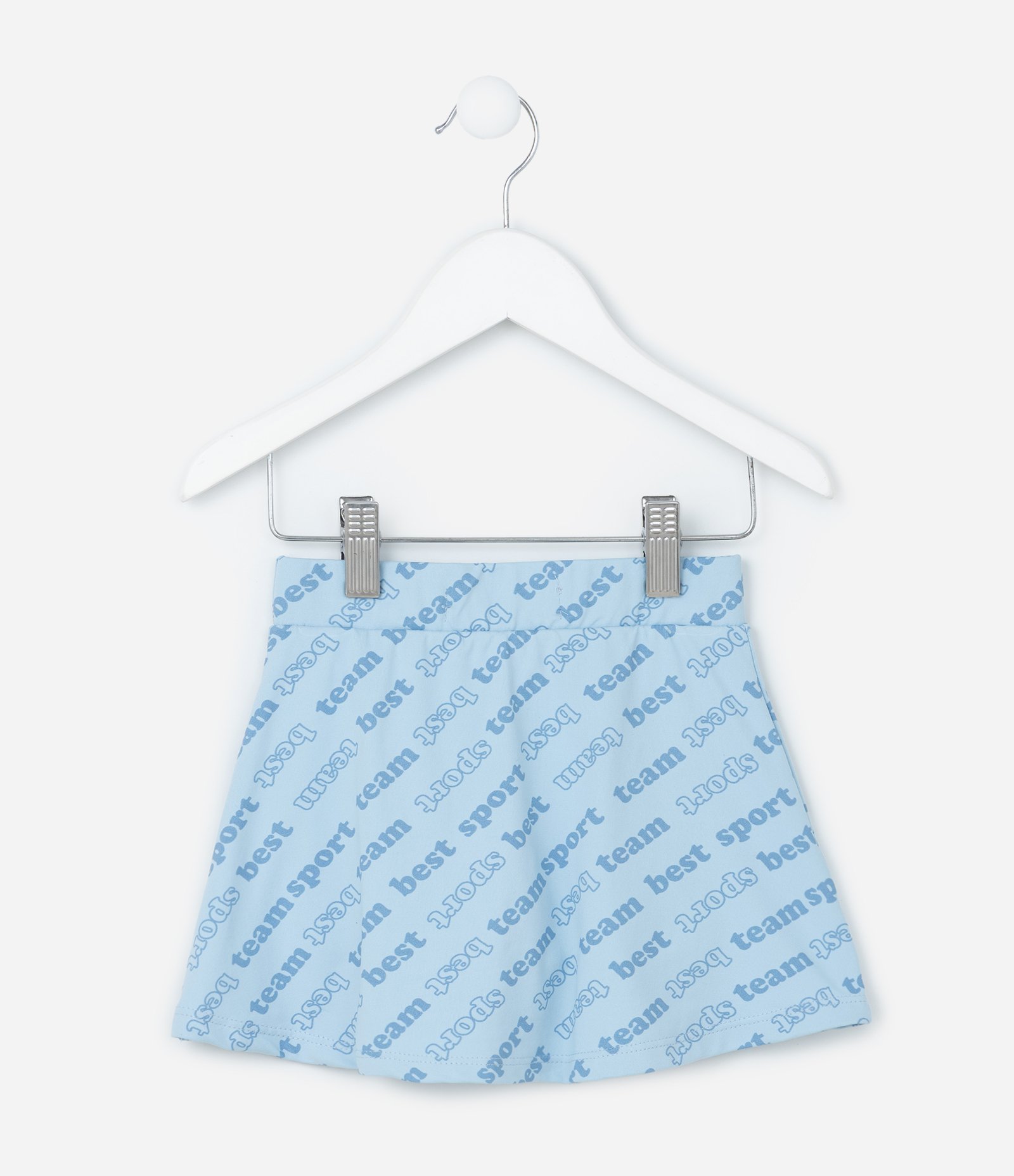 Short Saia Infantil com Pregas e Estampa Lettering - Tam 1 A 5 Anos Azul 3