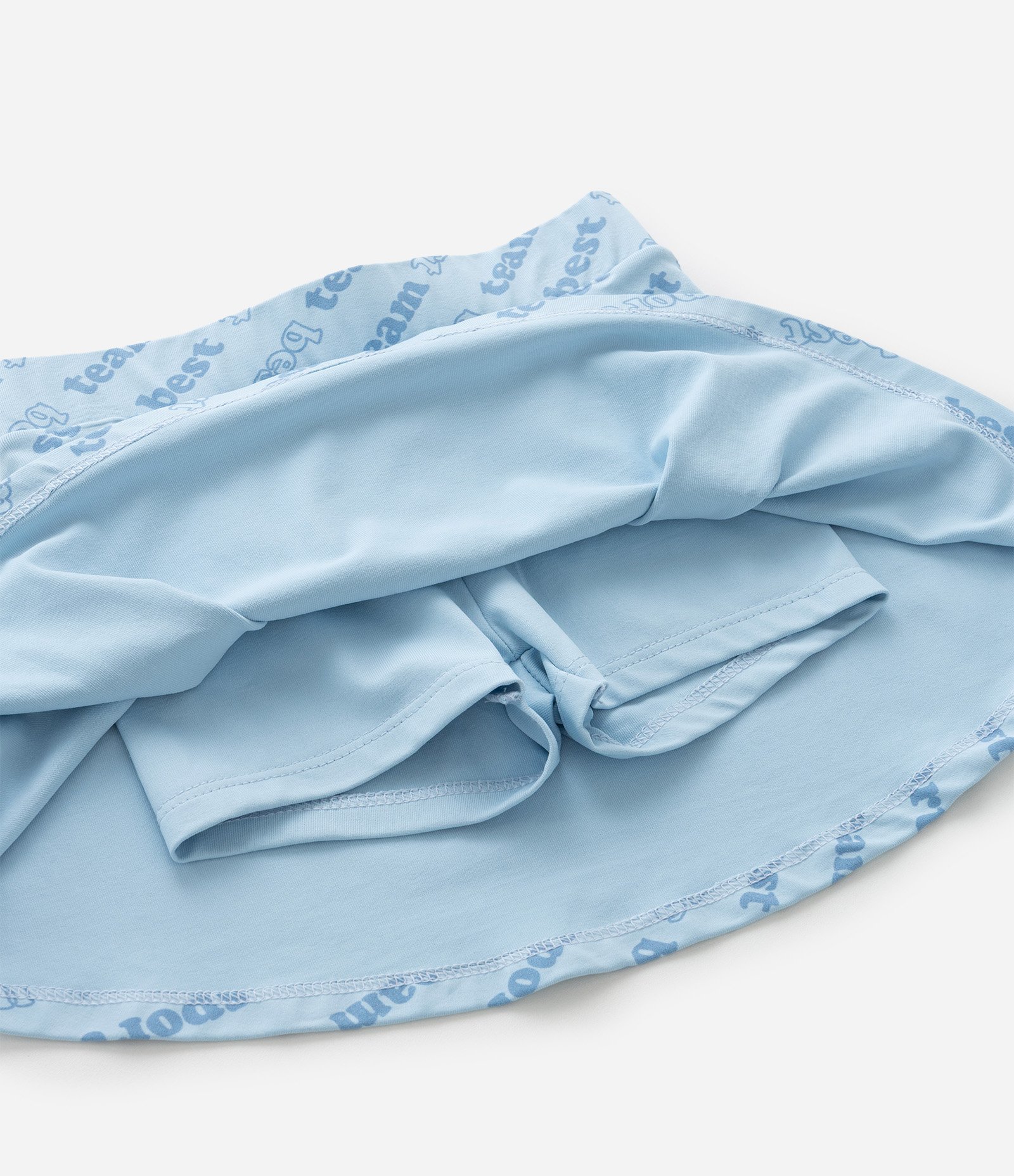 Short Saia Infantil com Pregas e Estampa Lettering - Tam 1 A 5 Anos Azul 7