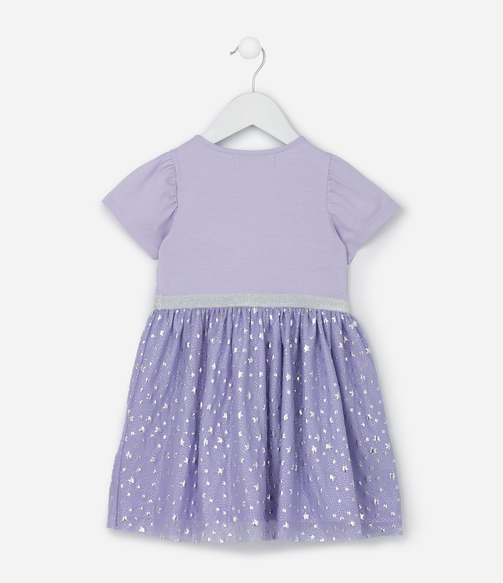 Vestido Infantil com Estampa de Estrela e Bolsinha - Tam 1 a 6 anos Roxo 4
