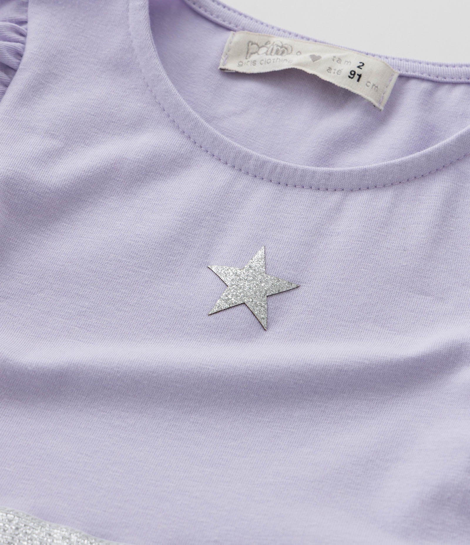 Vestido Infantil com Estampa de Estrela e Bolsinha - Tam 1 a 6 anos Roxo 6