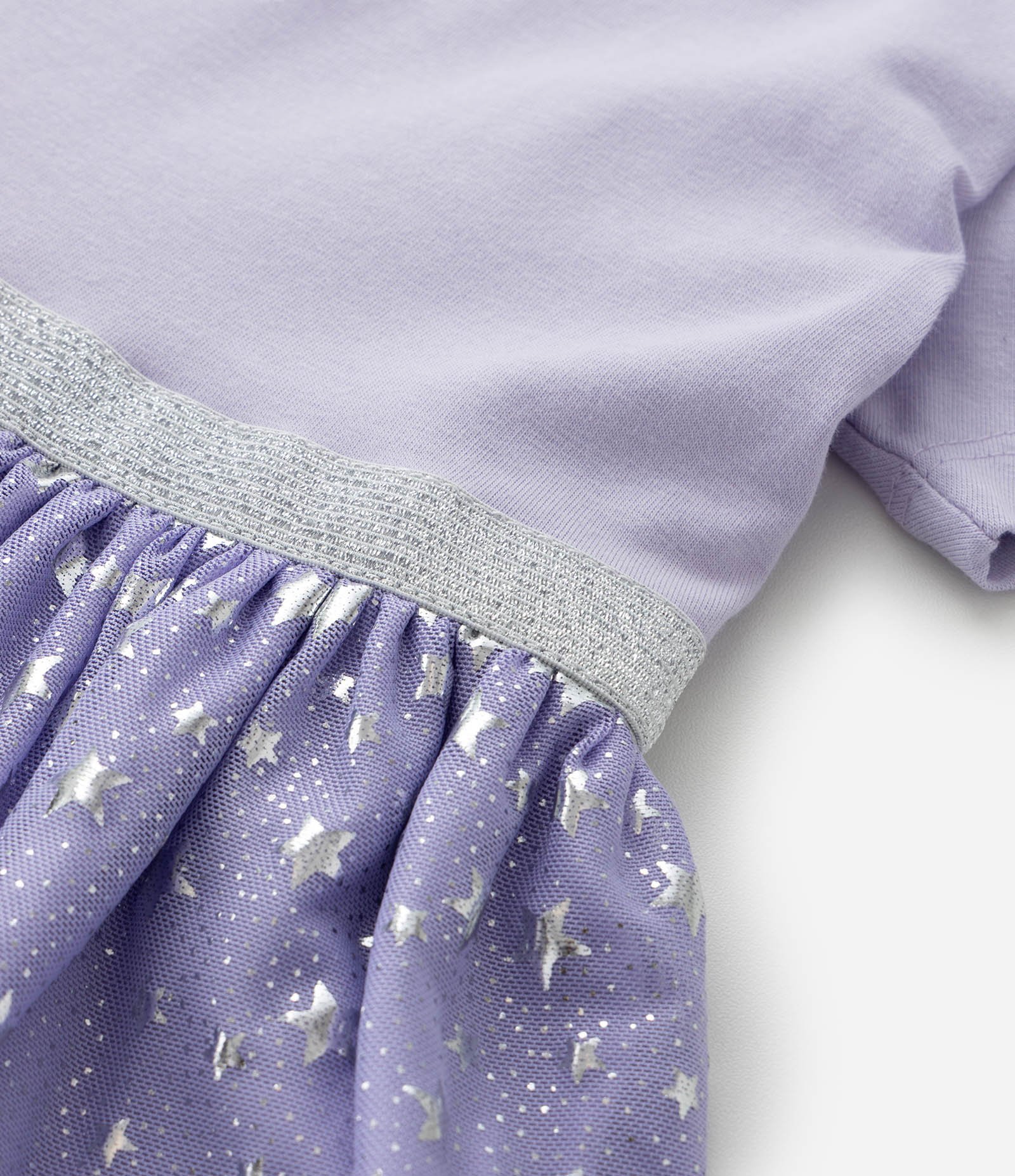 Vestido Infantil com Estampa de Estrela e Bolsinha - Tam 1 a 6 anos Roxo 8