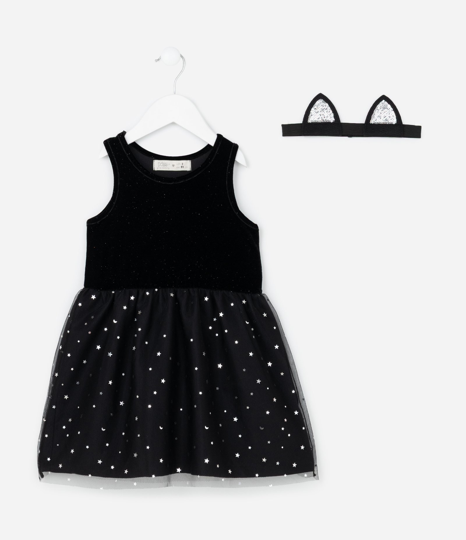 Vestido Infantil em Veludo de Gatinha - Tam 1 a 6 Anos Preto 2