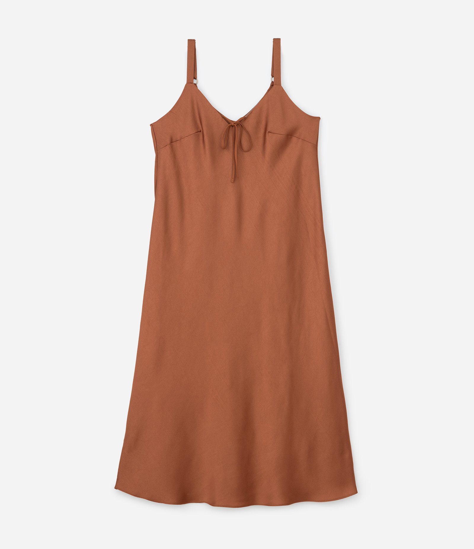 Vestido Midi em Cetim com Alça Fina Curve & Plus Size Marrom 8