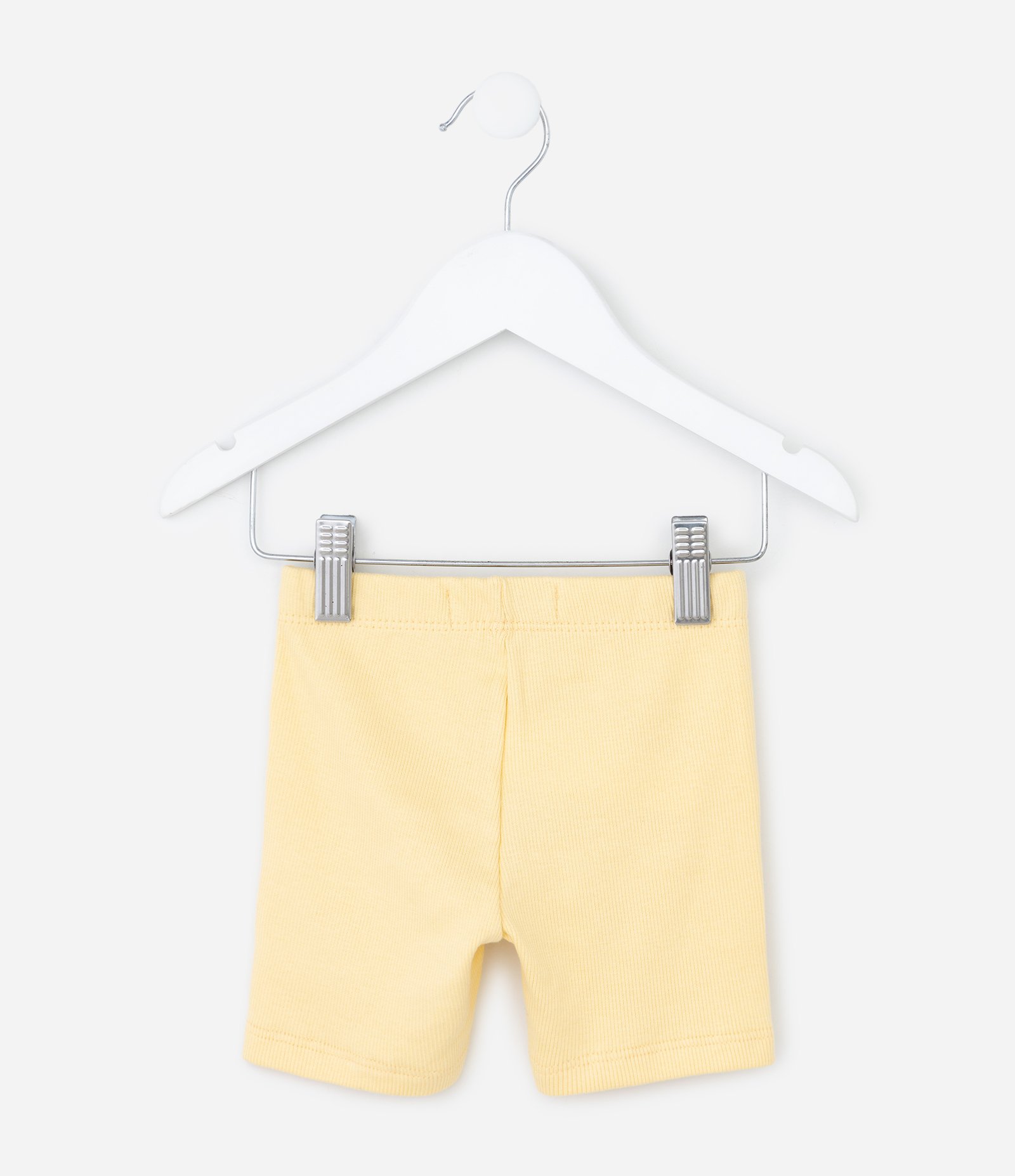 Bermuda Infantil em Ribana com Estampa Localizada de Coração - Tam 1 a 6 Anos Amarelo 2