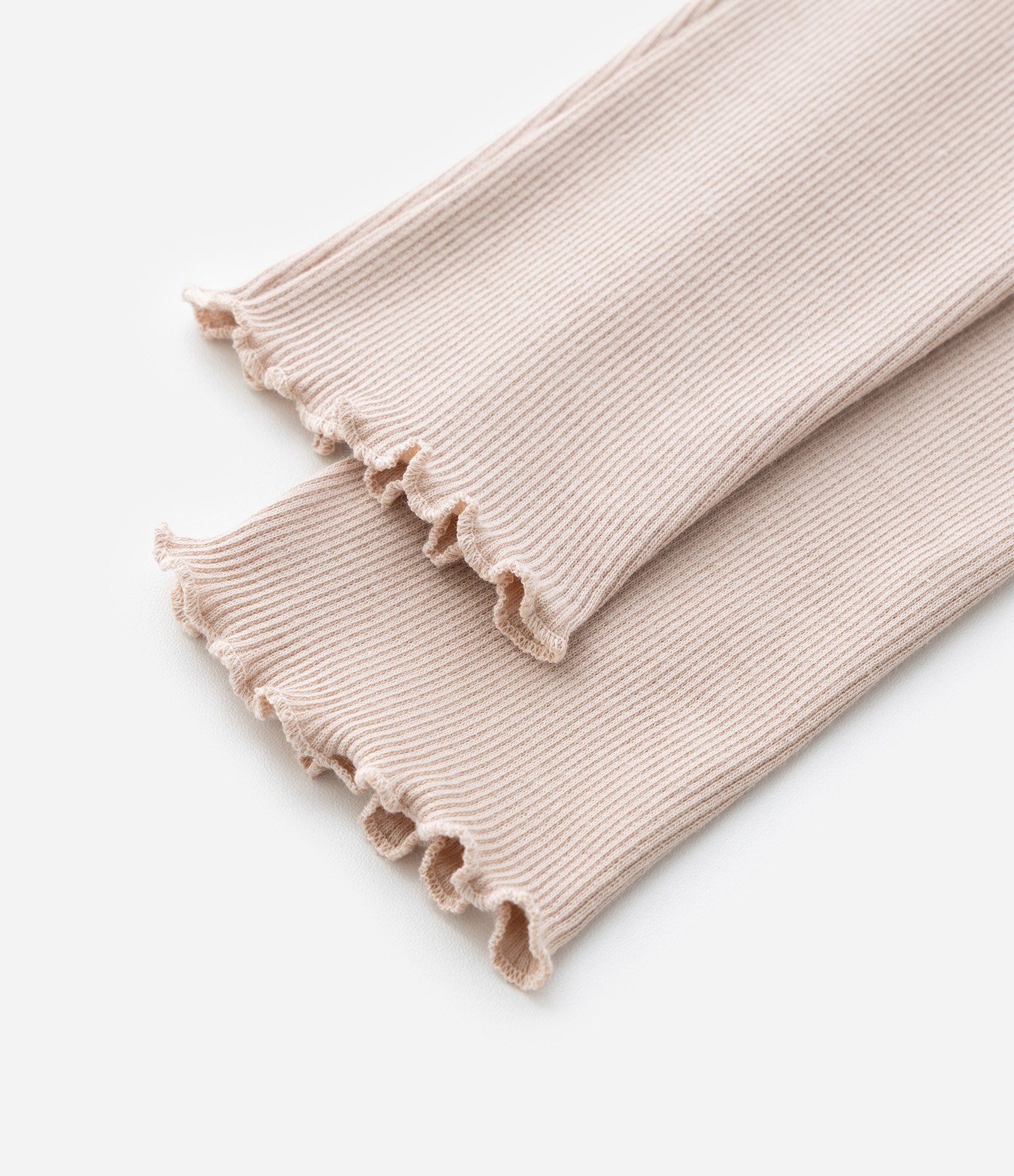 Calça Legging Infantil em Ribana com Frufru - Tam 1 a 6 Anos Bege 5