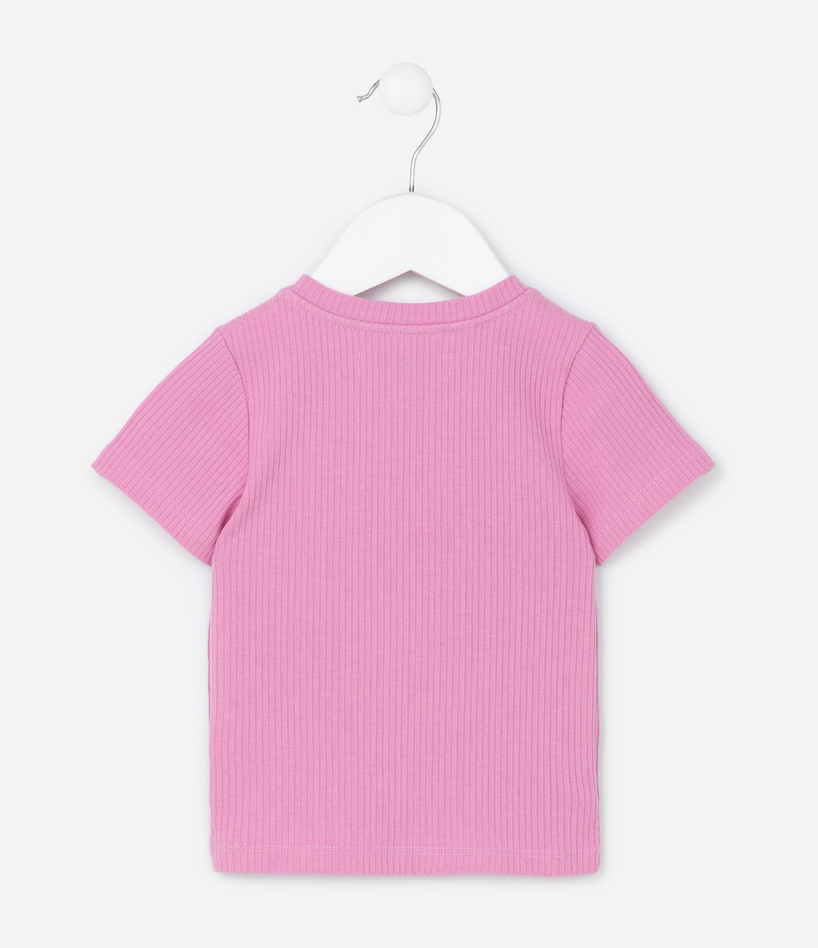 Blusa Infantil Canelada com Bordado de Coração - Tam 1 a 6 Anos Rosa 3
