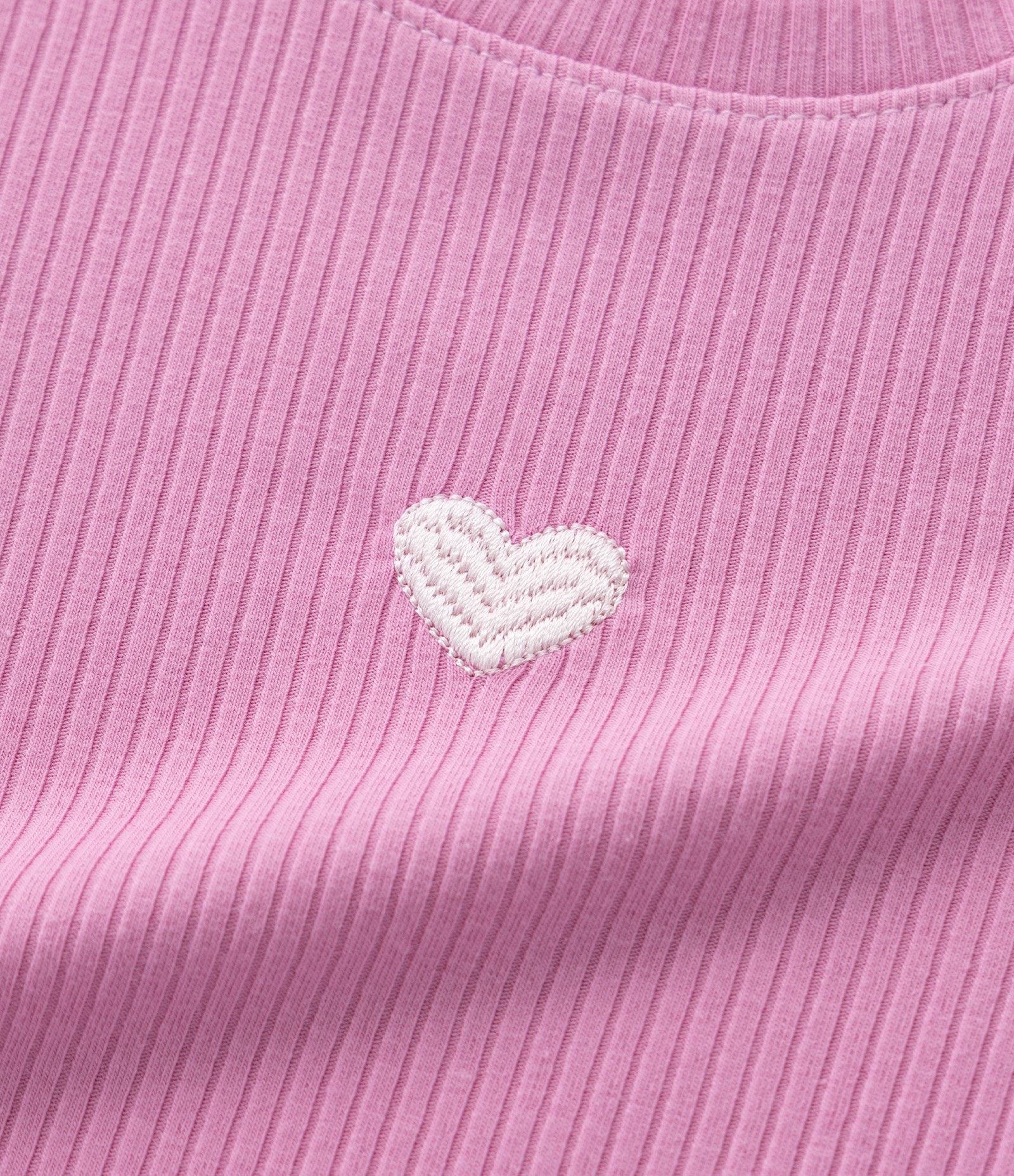 Blusa Infantil Canelada com Bordado de Coração - Tam 1 a 6 Anos Rosa 6