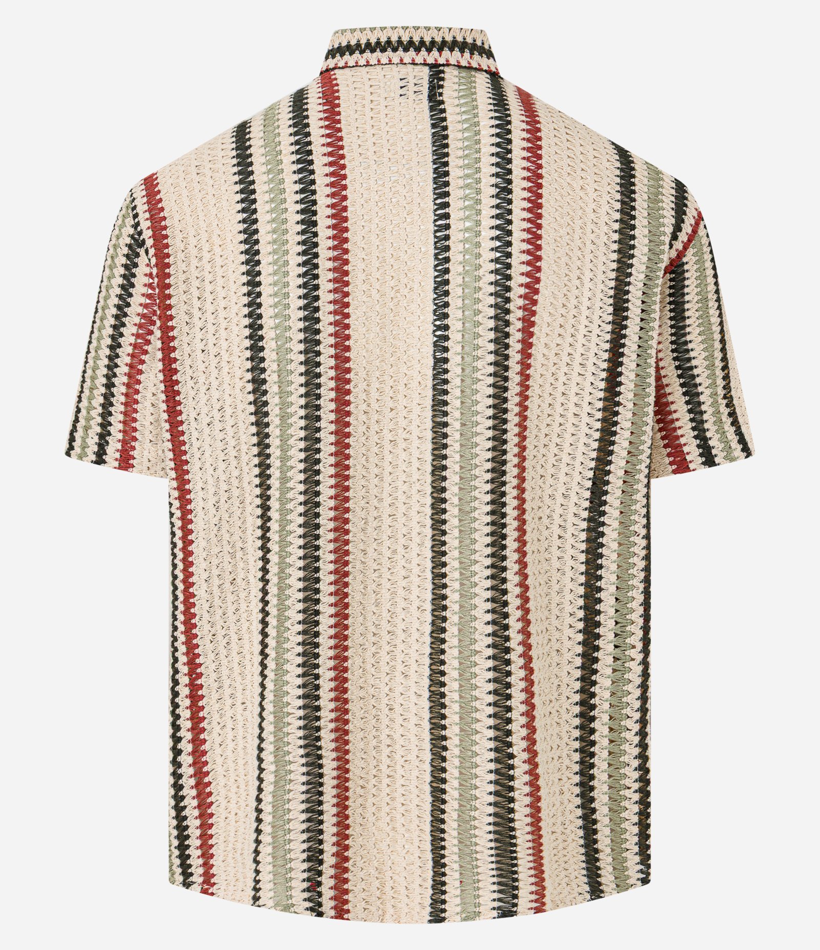Camisa em Crochê Rustico com Textura e Listras Contrastantes Multicores 3