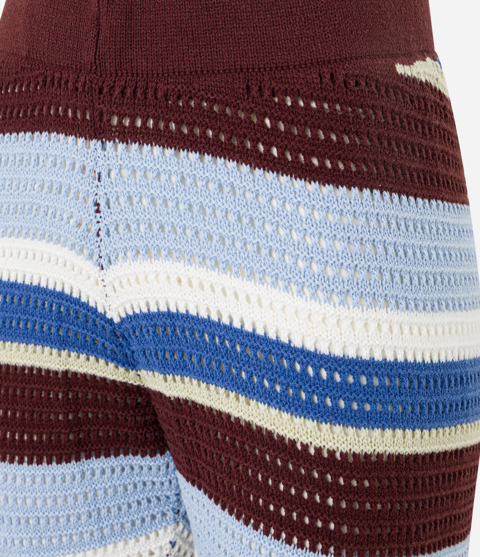 Calça Flare em Tricô com Efeito Crochê e Listras Variadas Multicores 9