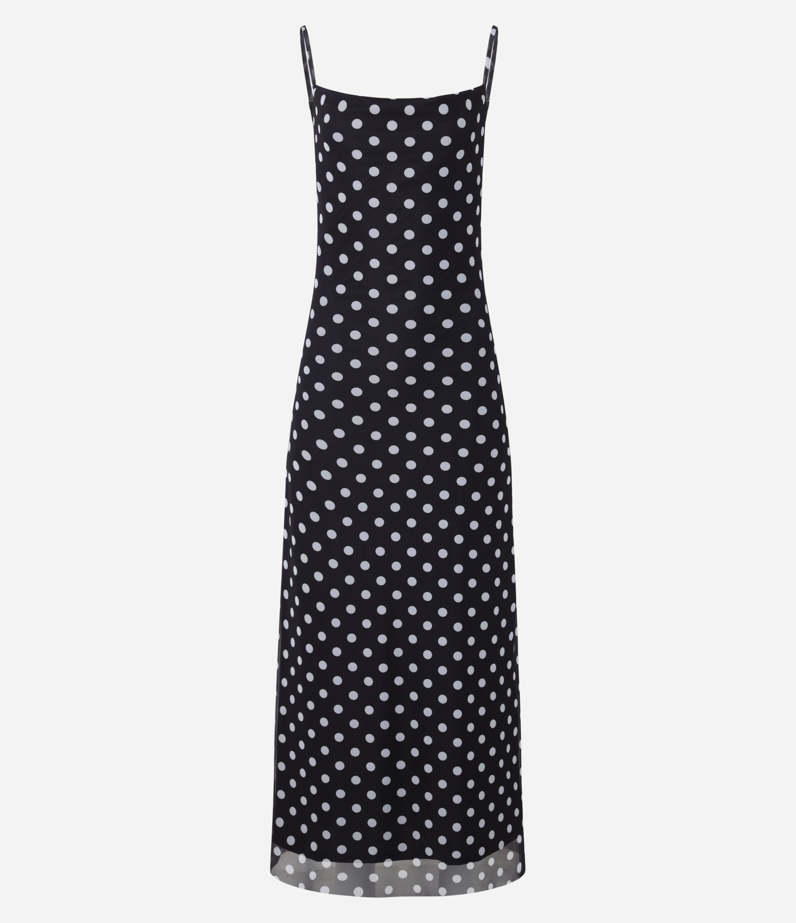 Vestido New Midi em Tule Poá com Decote Degagê Preto 5