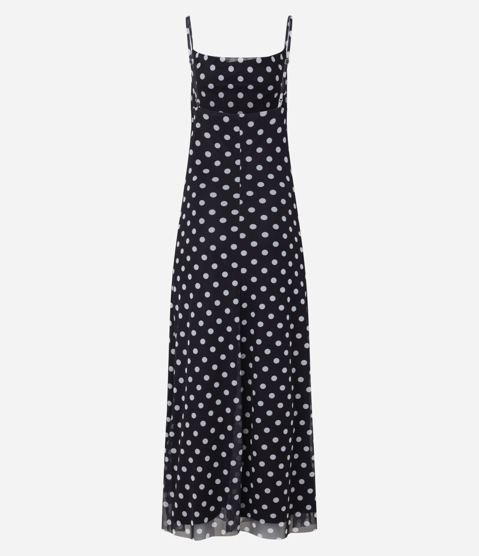 Vestido New Midi em Tule Poá com Decote Degagê Preto 7