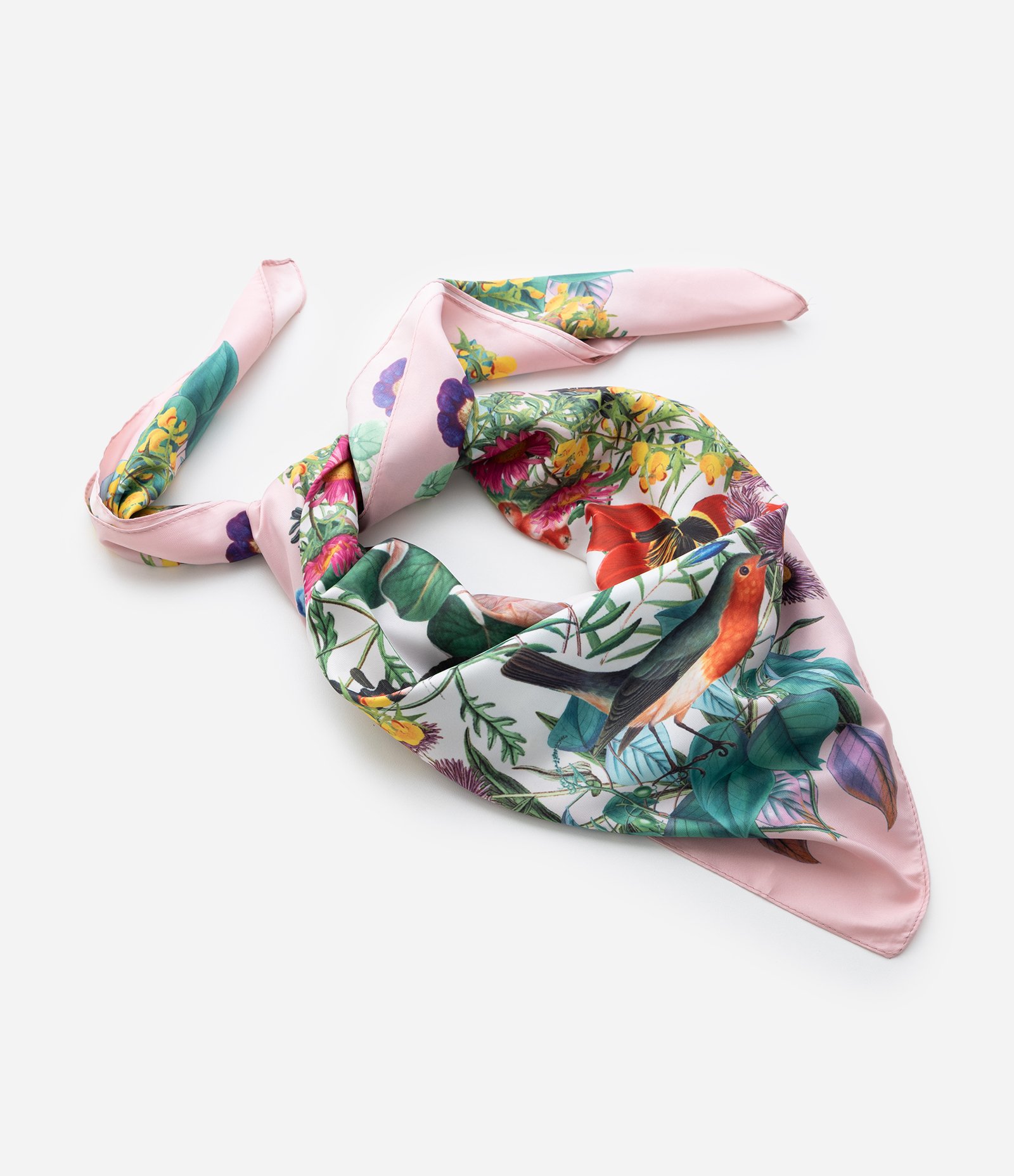 Lenço Quadrado Acetinado com Estampa Botânica Curve & Plus Size Multicores 2