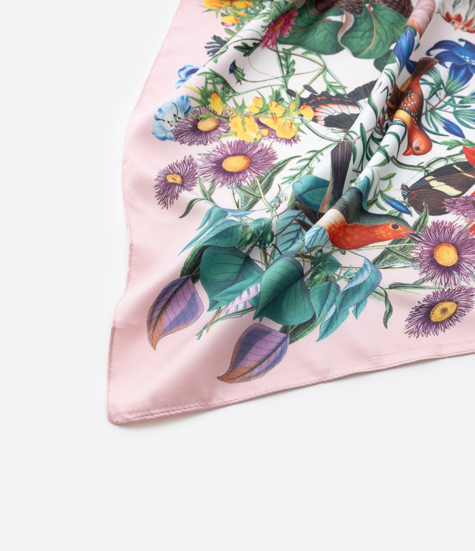 Lenço Quadrado Acetinado com Estampa Botânica Curve & Plus Size Multicores 3