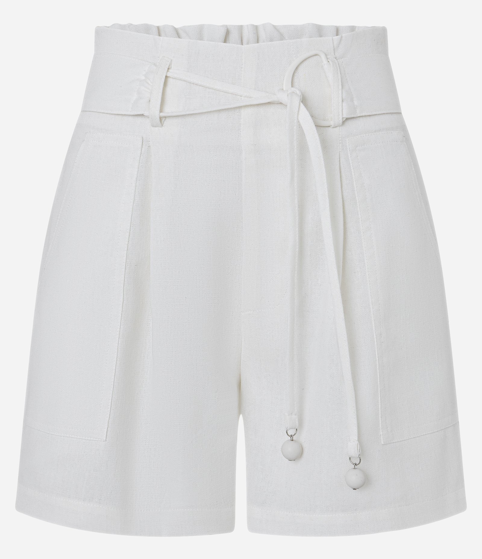 Short Cintura Alta em Viscolinho com Cinto Embutido Branco 5
