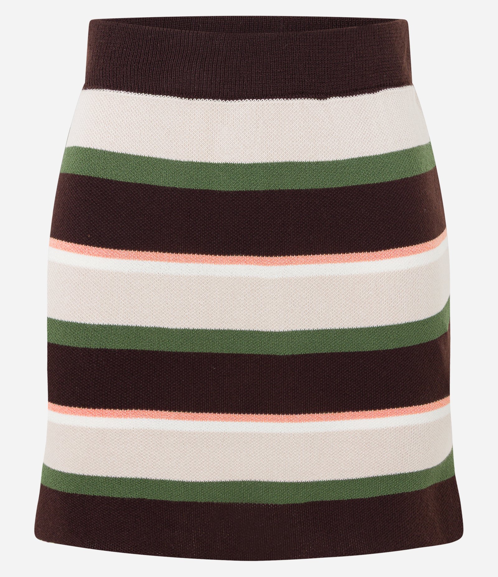 Mini Saia Ajustada em Tricô com Listras Variadas Marrom/Off/Verde/Rosa 6