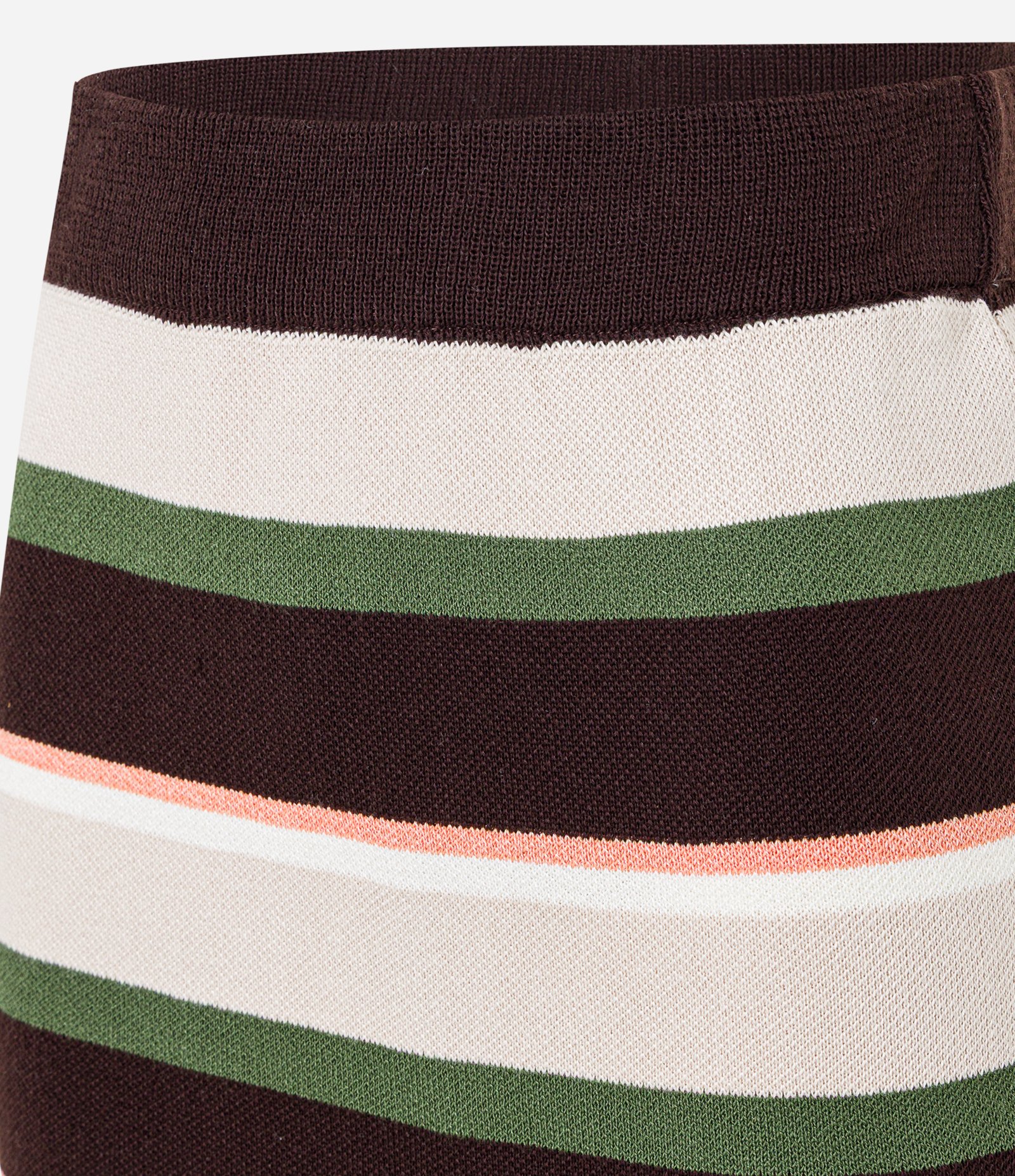 Mini Saia Ajustada em Tricô com Listras Variadas Marrom/Off/Verde/Rosa 7