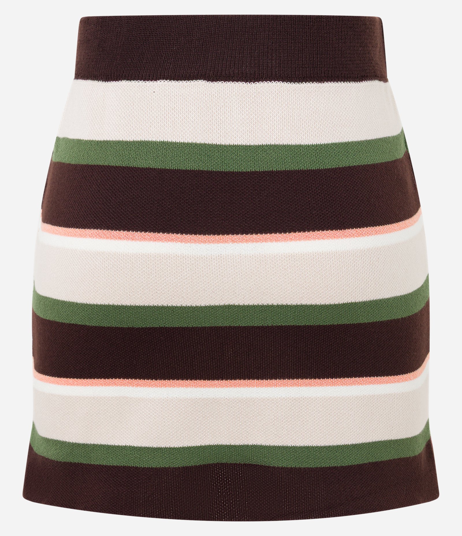 Mini Saia Ajustada em Tricô com Listras Variadas Marrom/Off/Verde/Rosa 8