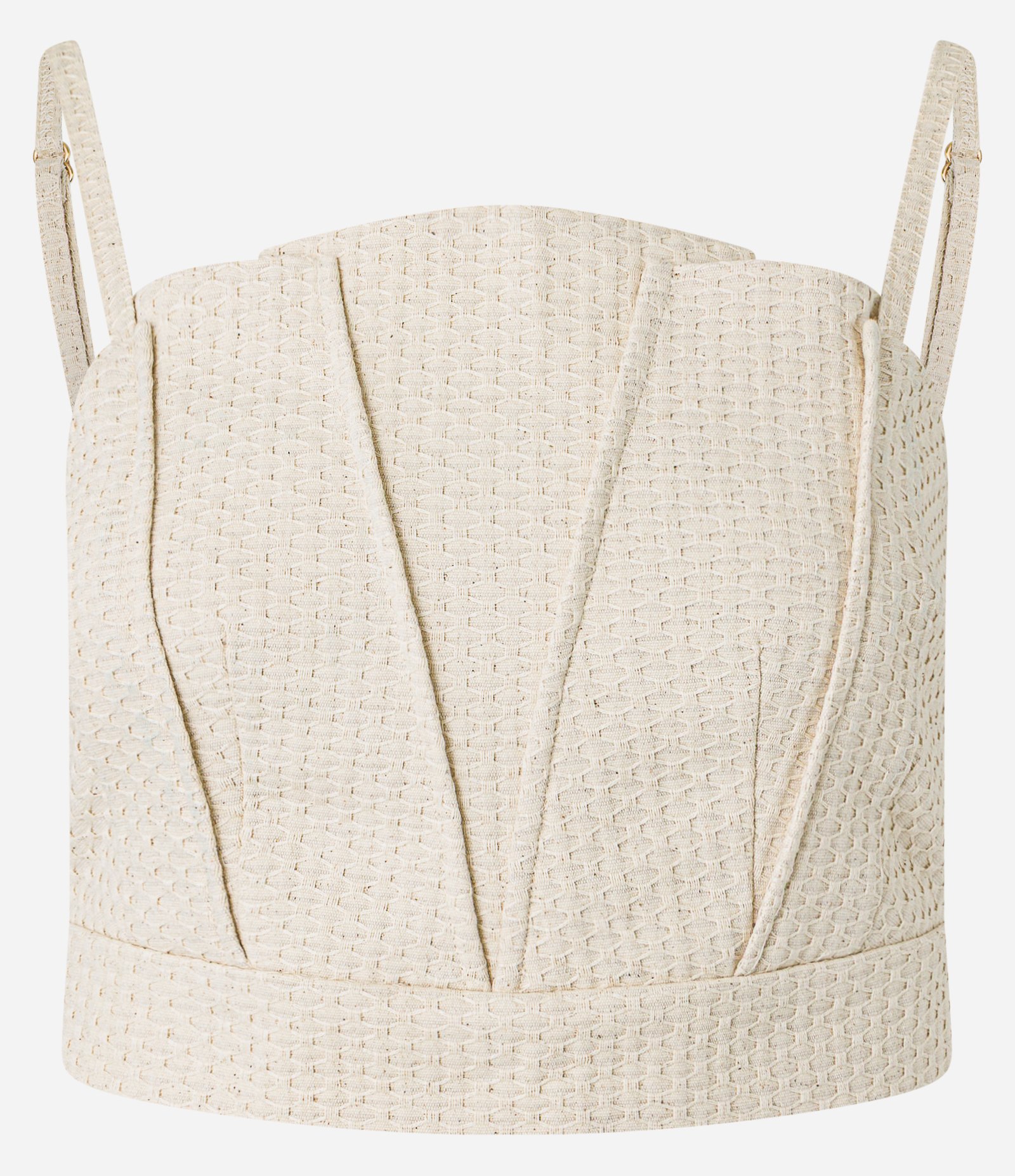 Blusa Cropped de Alça em Algodão e Linho com Textura Bege 6