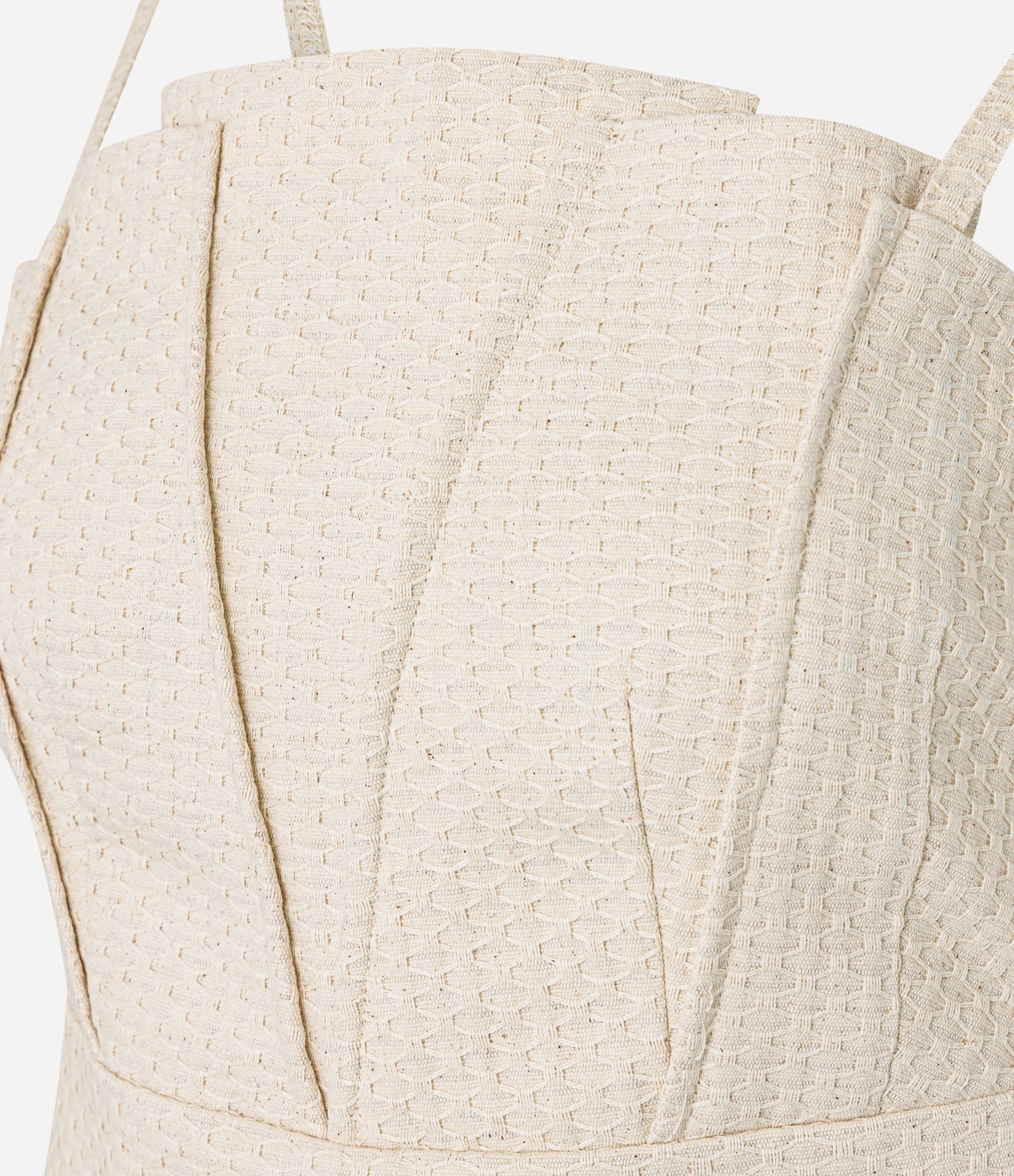 Blusa Cropped de Alça em Algodão e Linho com Textura Bege 7