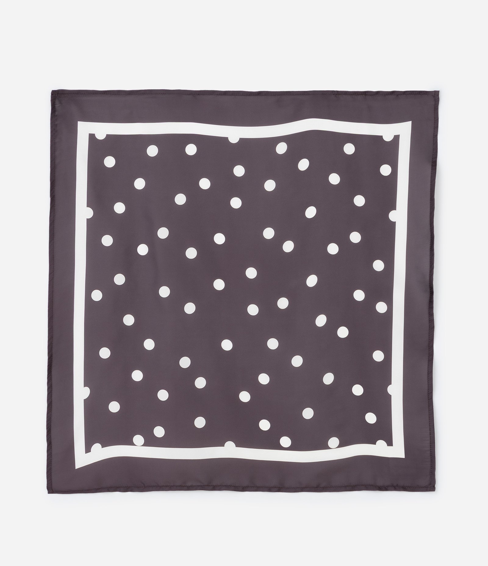 Lenço Quadrado em Cetim com Estampa Poá Marrom 2