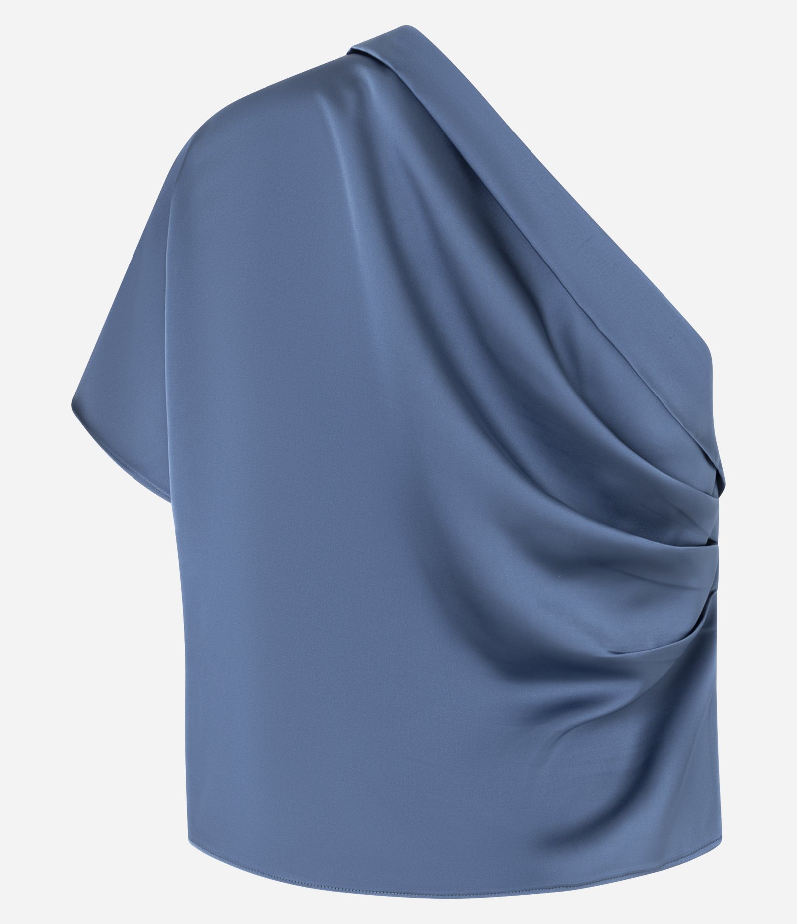 Blusa Ombro Só em Crepe com Manga Curta Azul 6