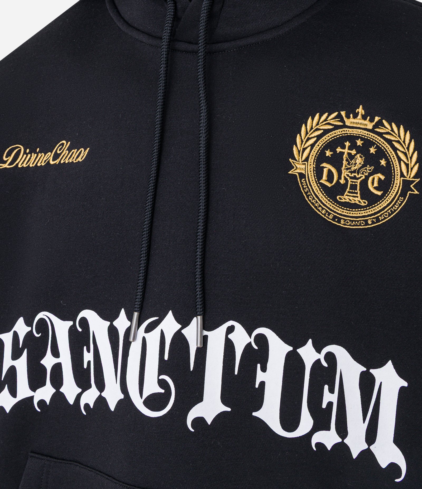 Casaco Boxy em Moletom com Felpa e Estampa Lettering com Bordados Frontais. Preto 7