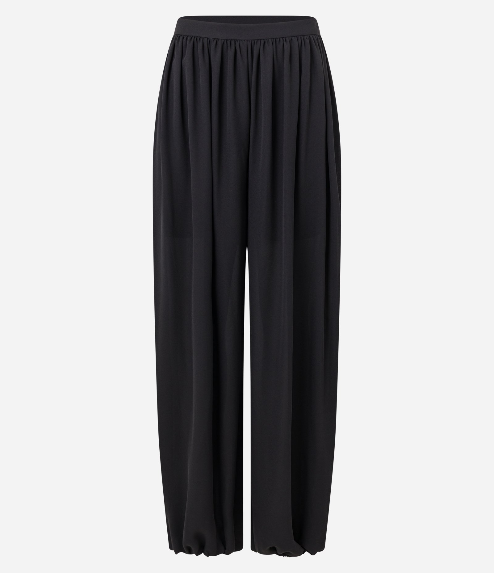 Calça Aladim em Crepe com Cintura Média e Leve Transparência Preto 5