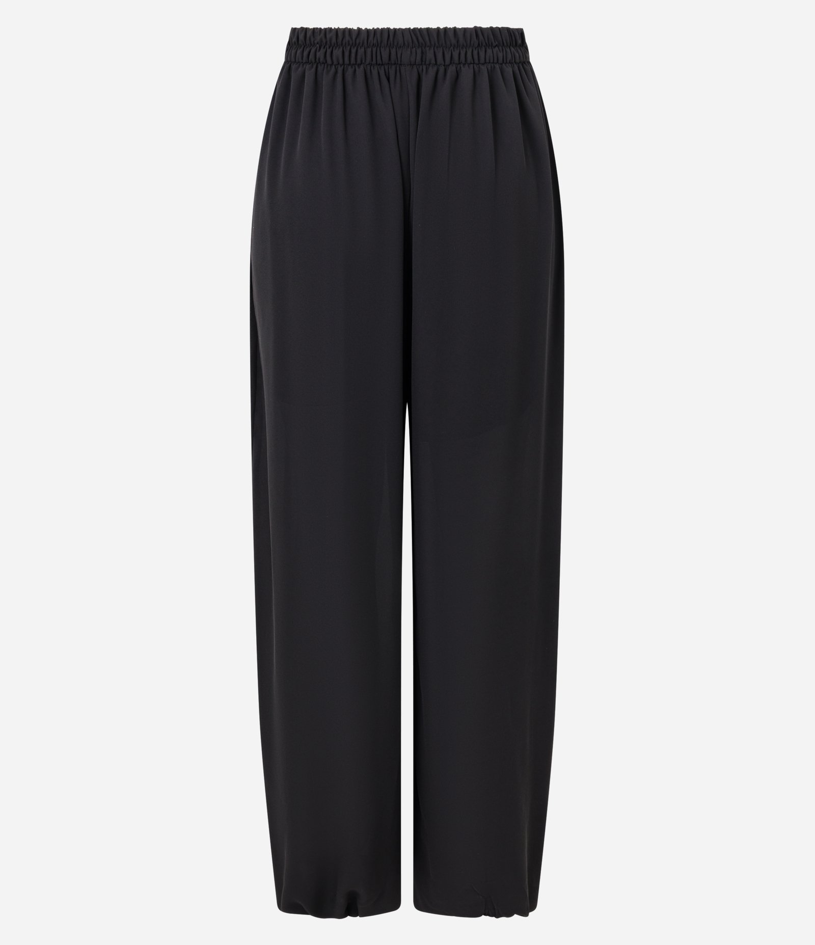 Calça Aladim em Crepe com Cintura Média e Leve Transparência Preto 6