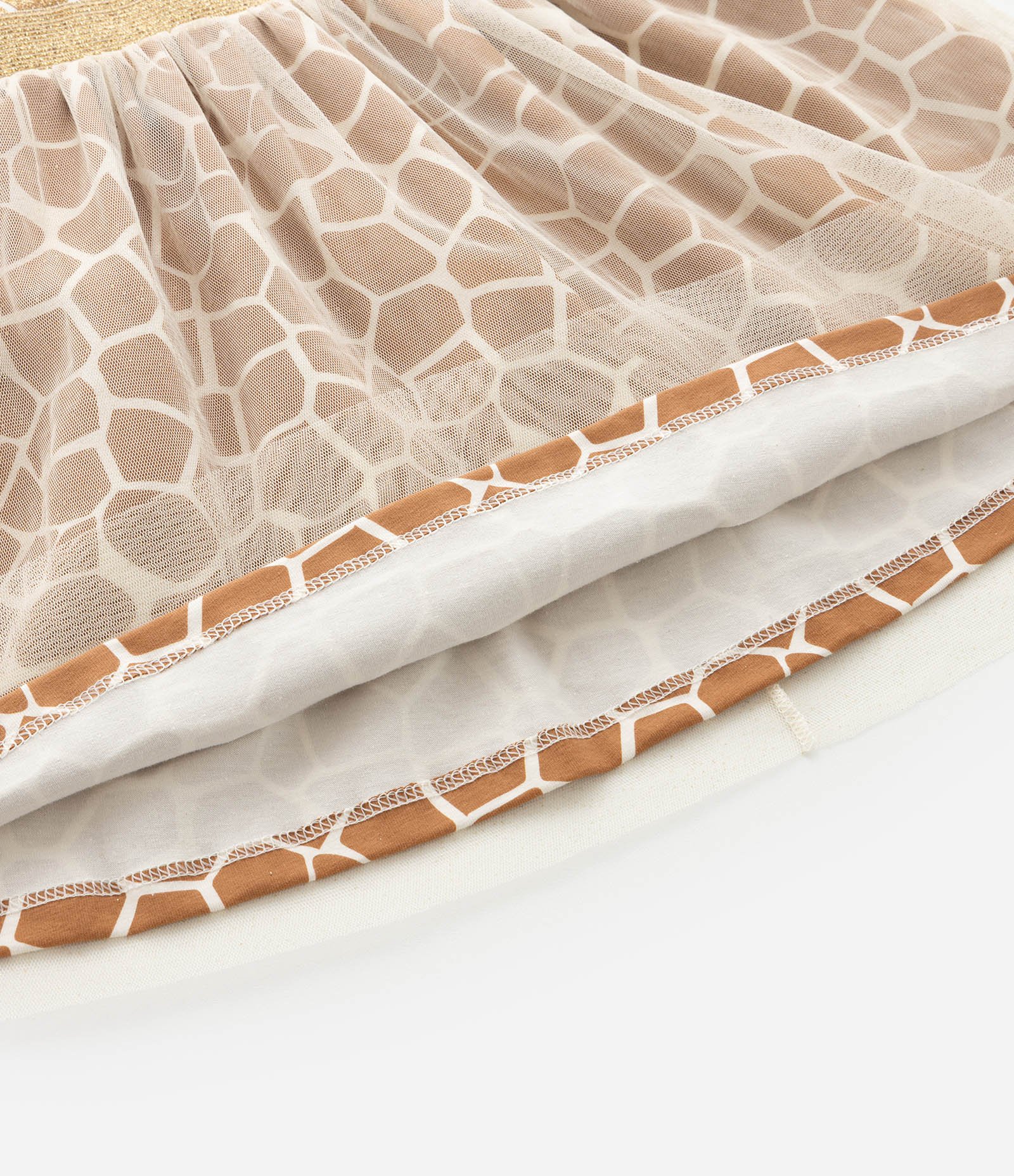 Vestido Infantil com Estampa e Tiara Girafa - Tam 1 a 6 anos Bege/Dourado 8