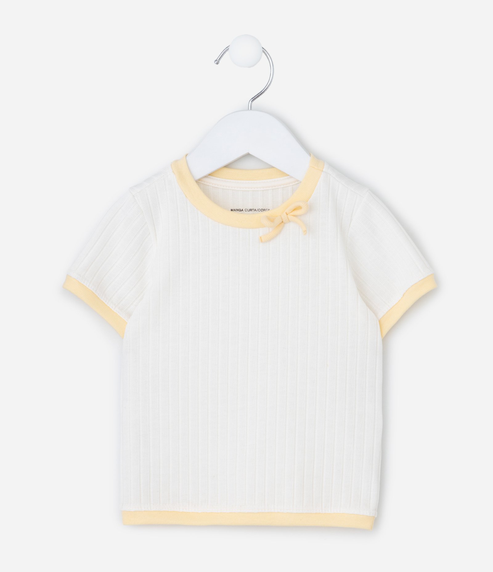 Blusa Infantil em Ribana com Laço - Tam 1 a 6 Anos Amarelo 2