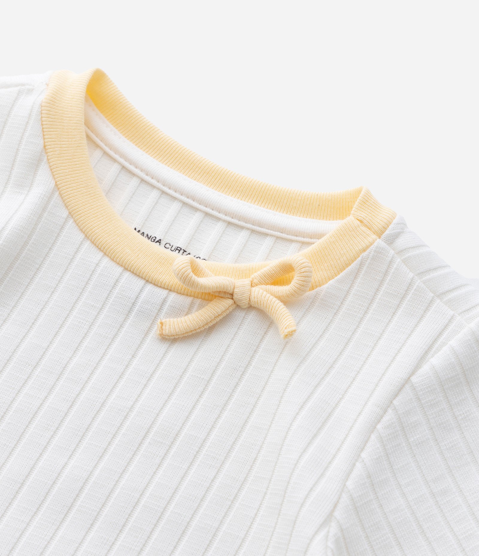 Blusa Infantil em Ribana com Laço - Tam 1 a 6 Anos Amarelo 7