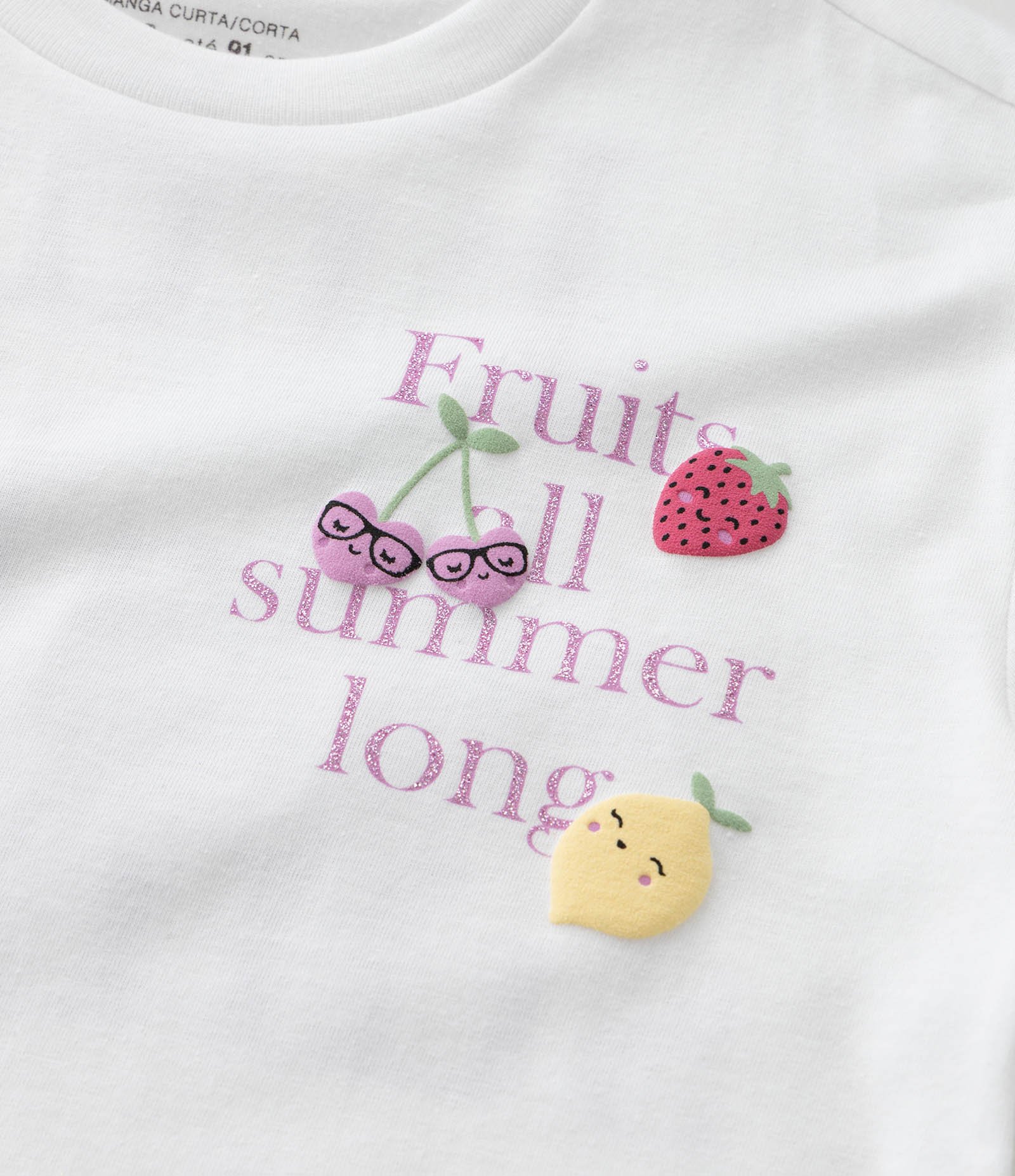 Conjunto Infantil com Estampa de Frutinhas - Tam 1 a 6 Anos Branco 11