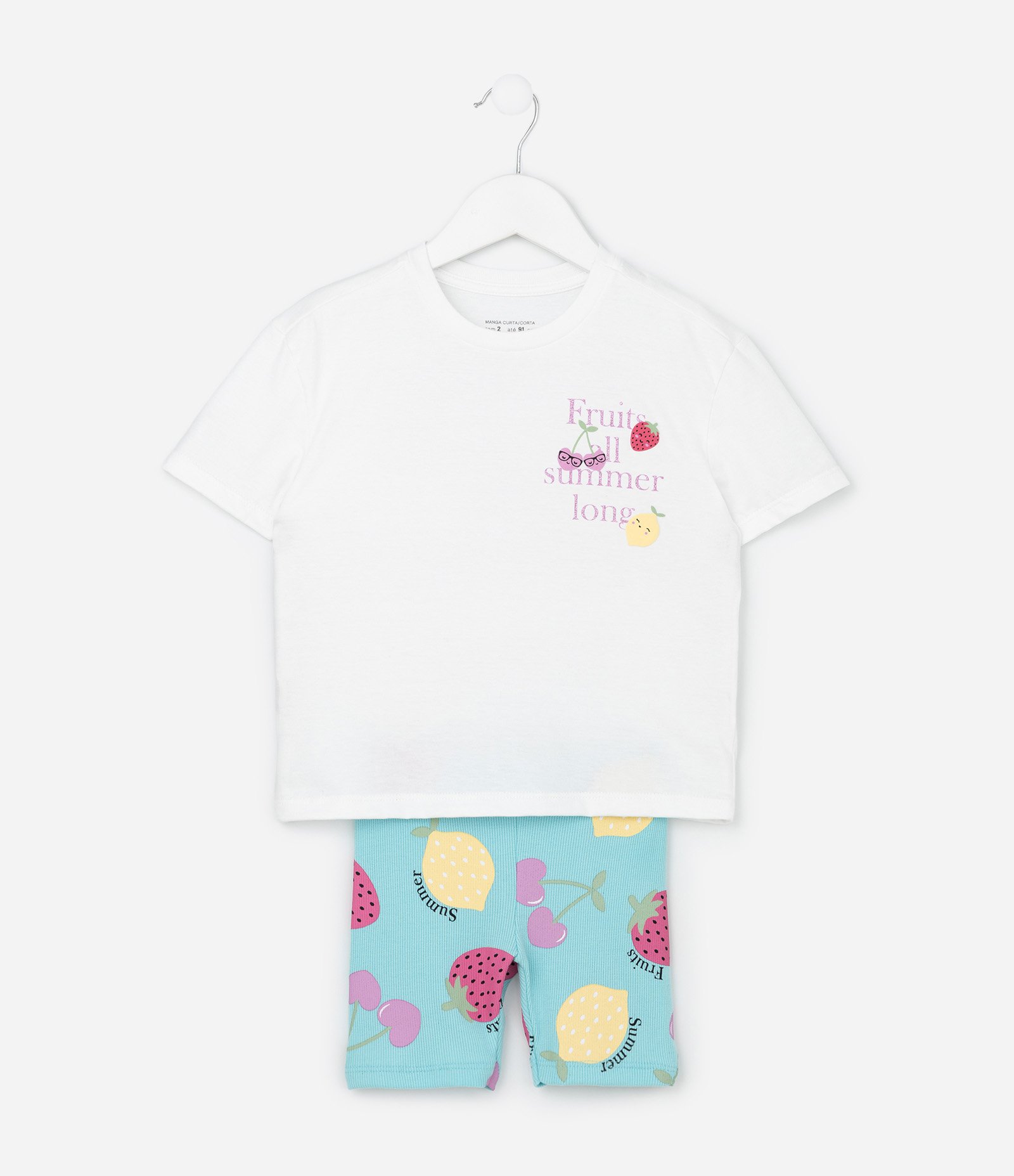 Conjunto Infantil com Estampa de Frutinhas - Tam 1 a 6 Anos Branco 2