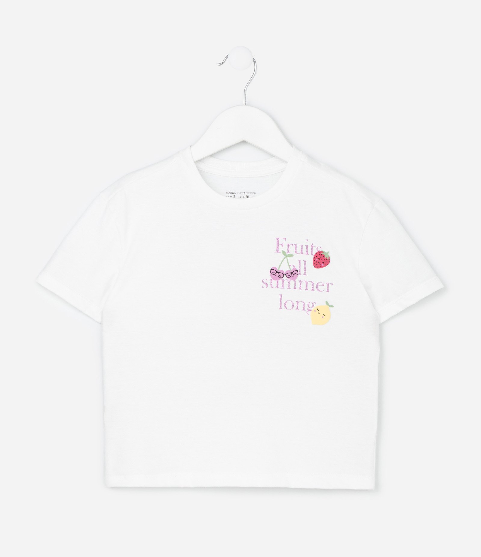 Conjunto Infantil com Estampa de Frutinhas - Tam 1 a 6 Anos Branco 3