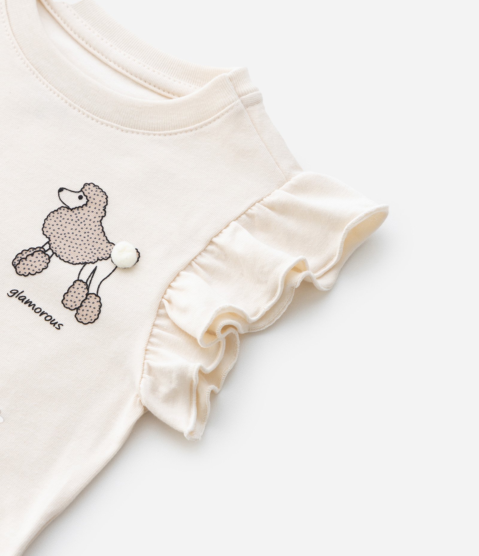 Conjunto Infantil com Estampa de Poddles - Tam1 a 6 Anos Bege 10