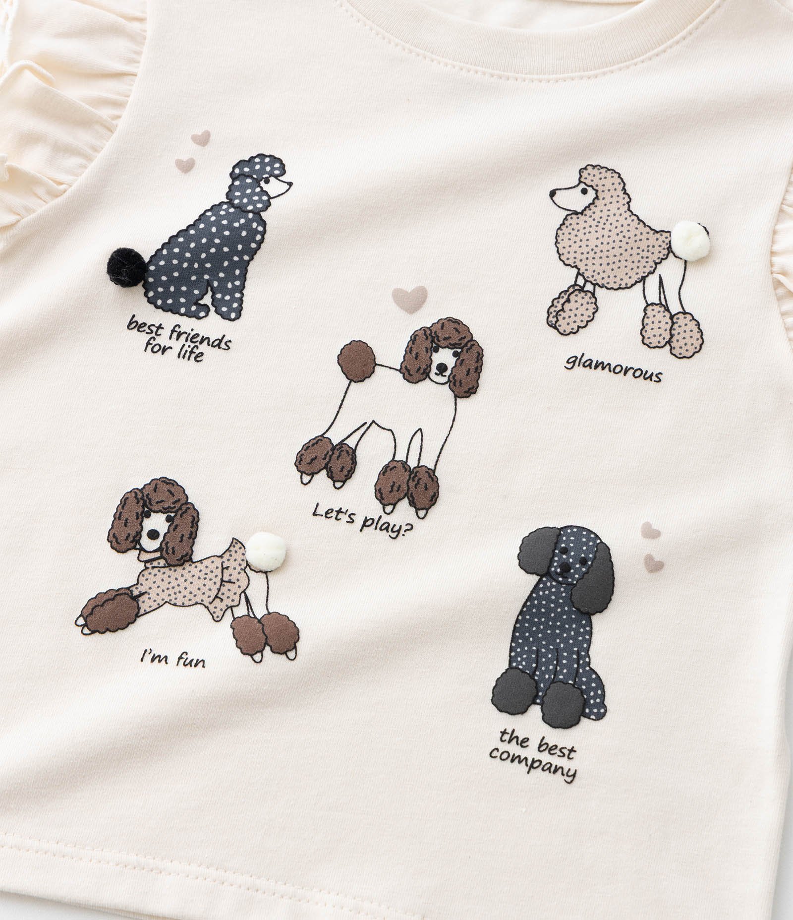 Conjunto Infantil com Estampa de Poddles - Tam1 a 6 Anos Bege 13