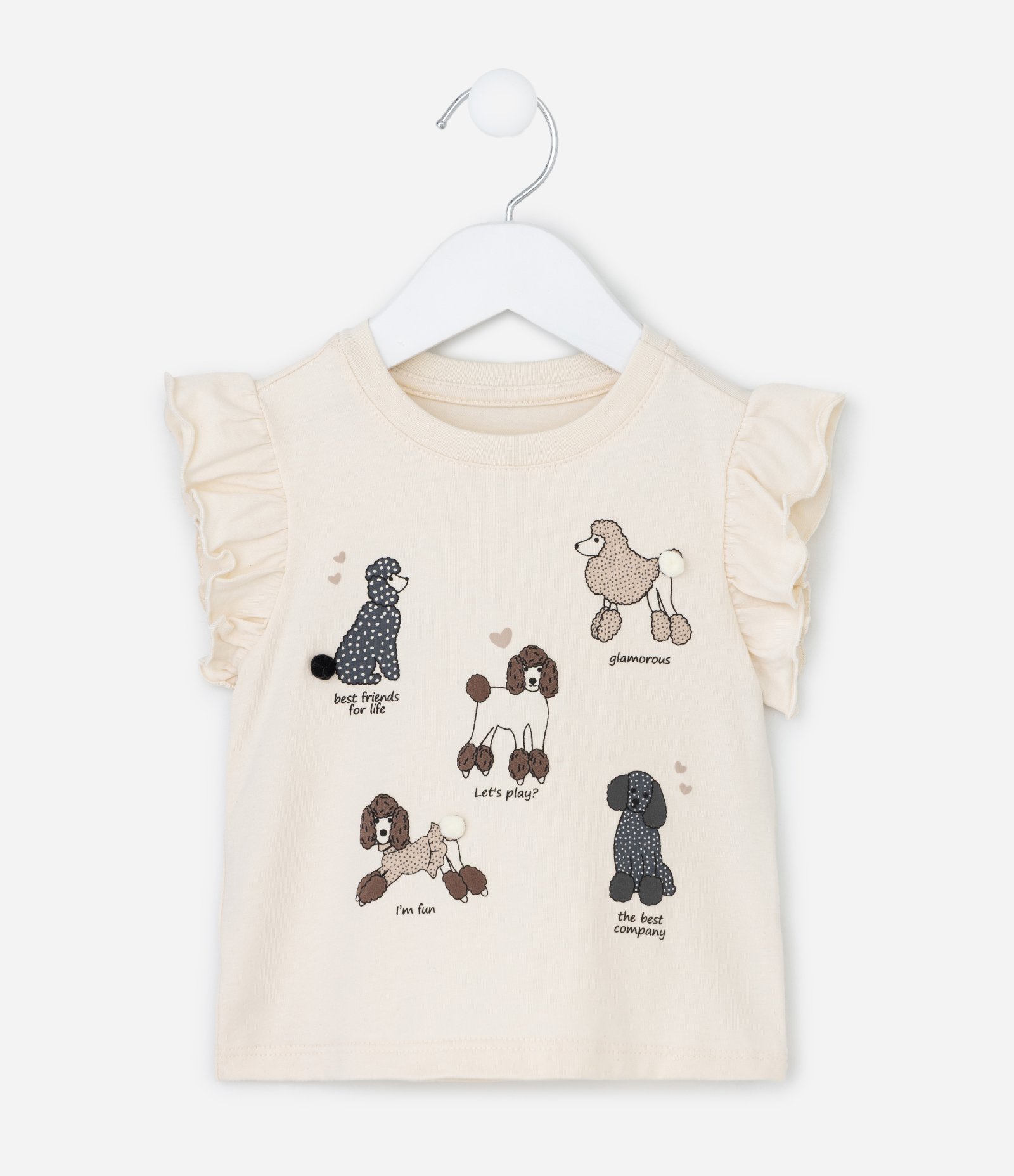 Conjunto Infantil com Estampa de Poddles - Tam1 a 6 Anos Bege 3