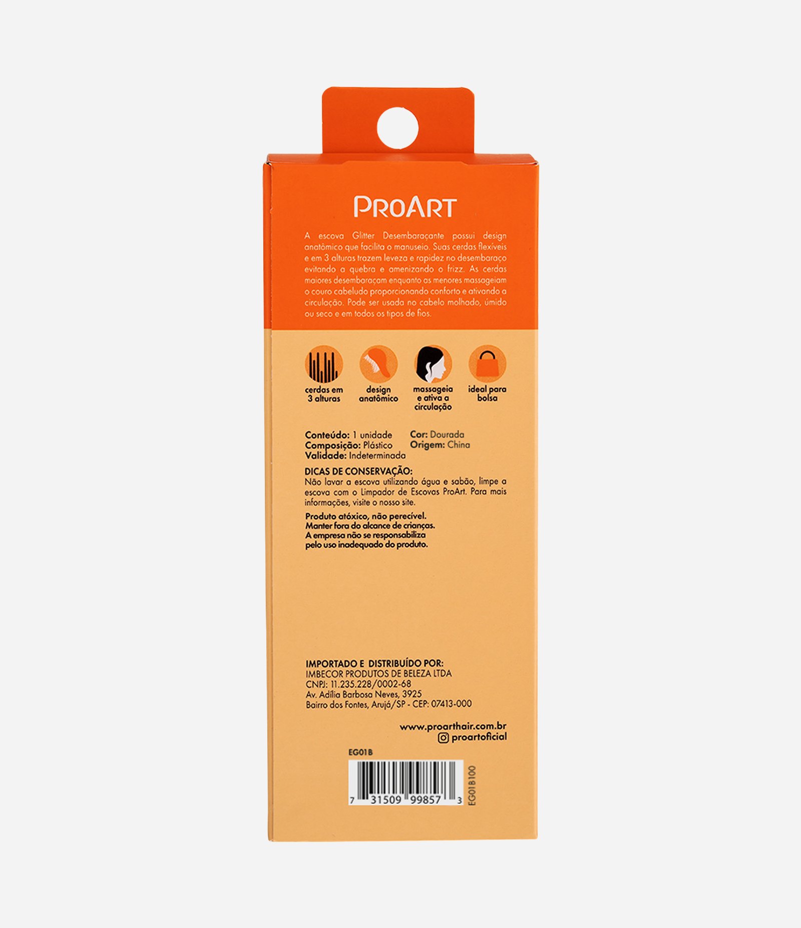 Escova Glitter Desembaracante Dourada ProArt Dourado 5