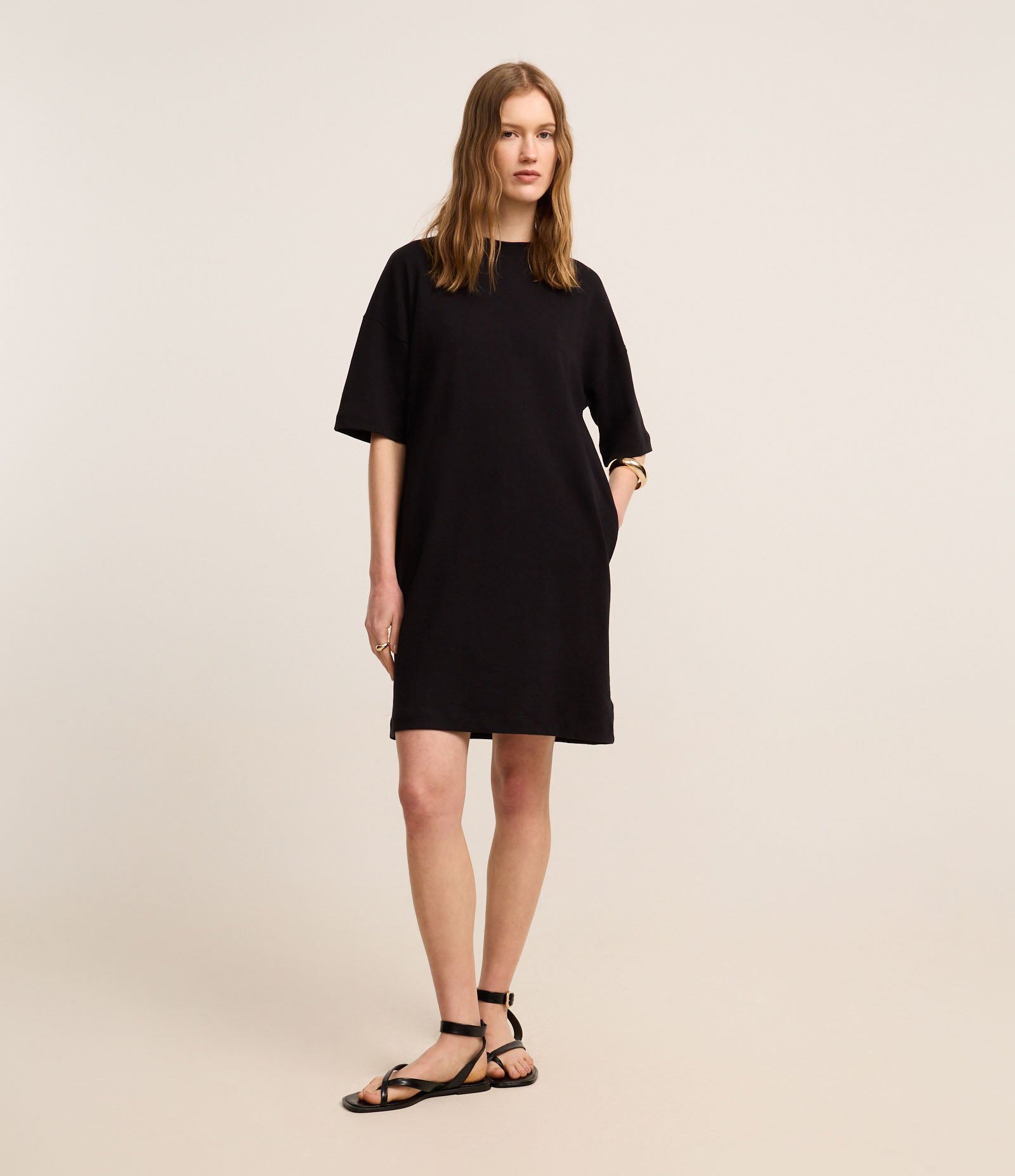 Vestido T-Shirt Básico em Algodão com Manga Curta Preto 2