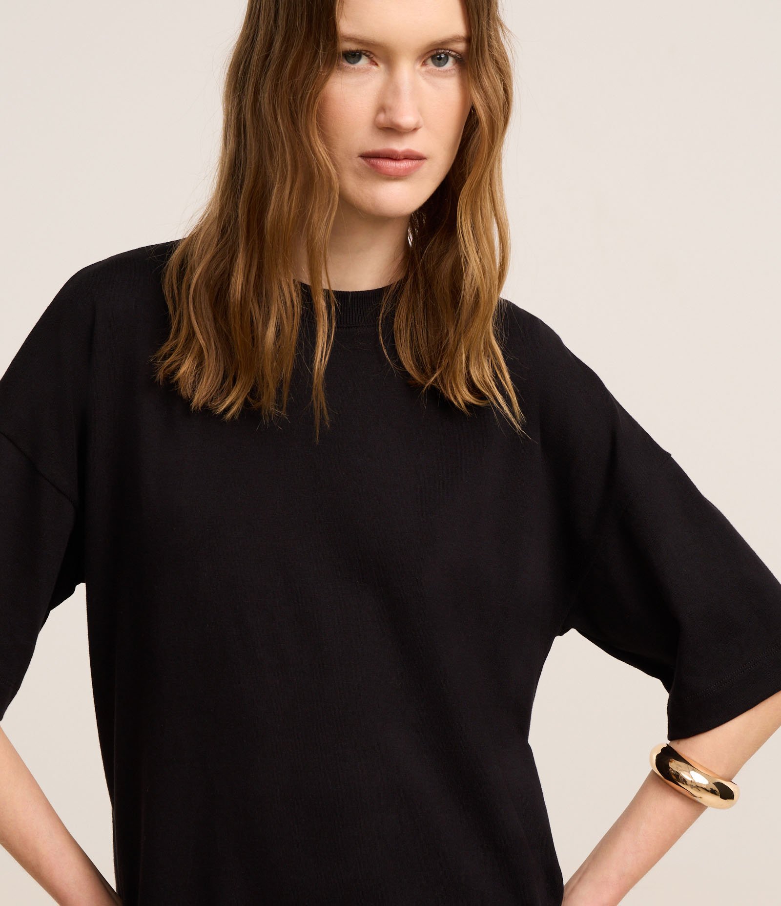 Vestido T-Shirt Básico em Algodão com Manga Curta Preto 3